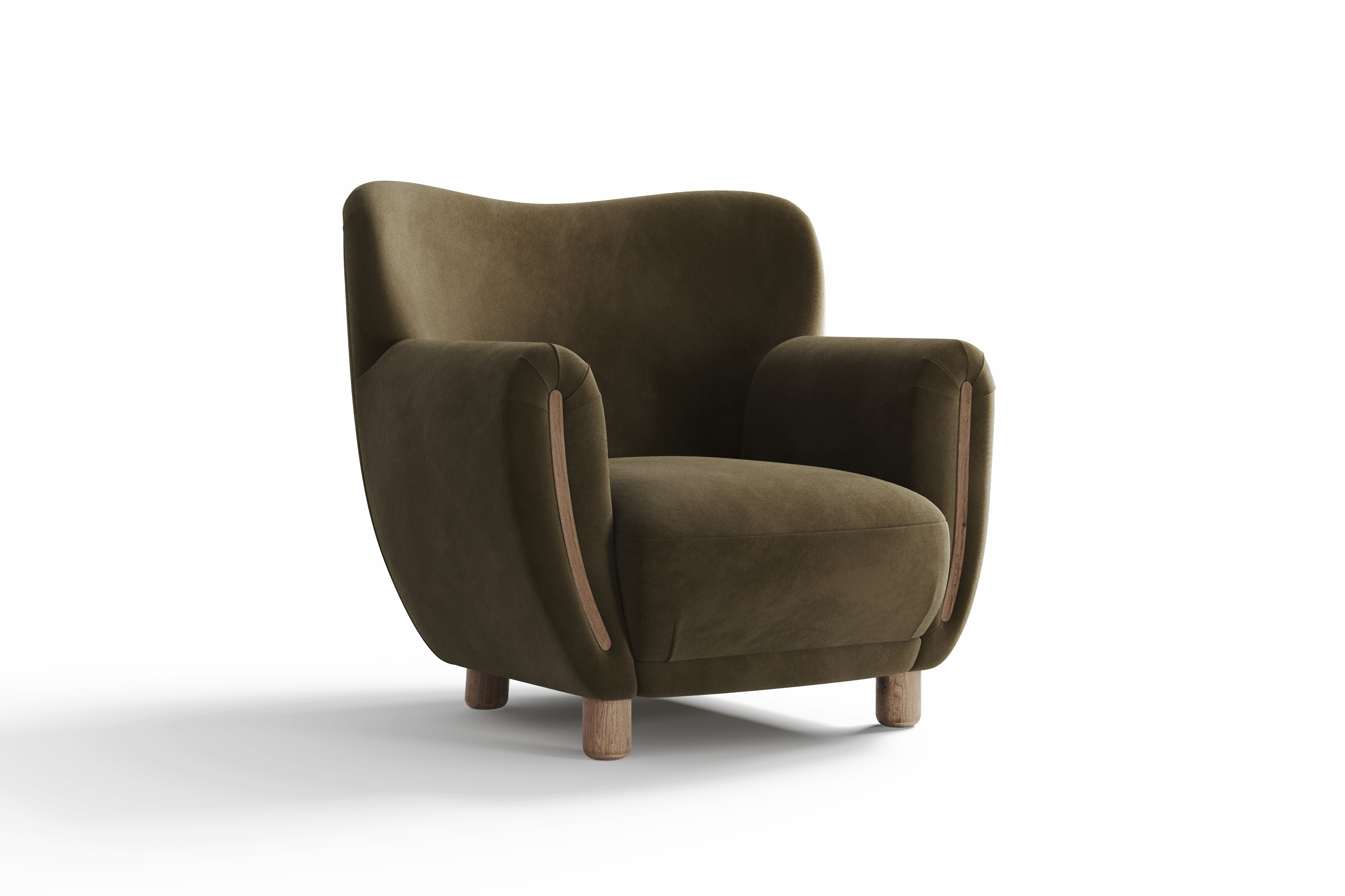 Emerald Velvet Fabric Accent Chair