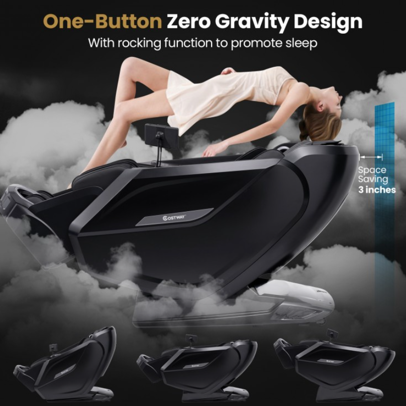 Costway 4D Zero Gravity SL Track Massage Chair with Heater and Airbag Massage
