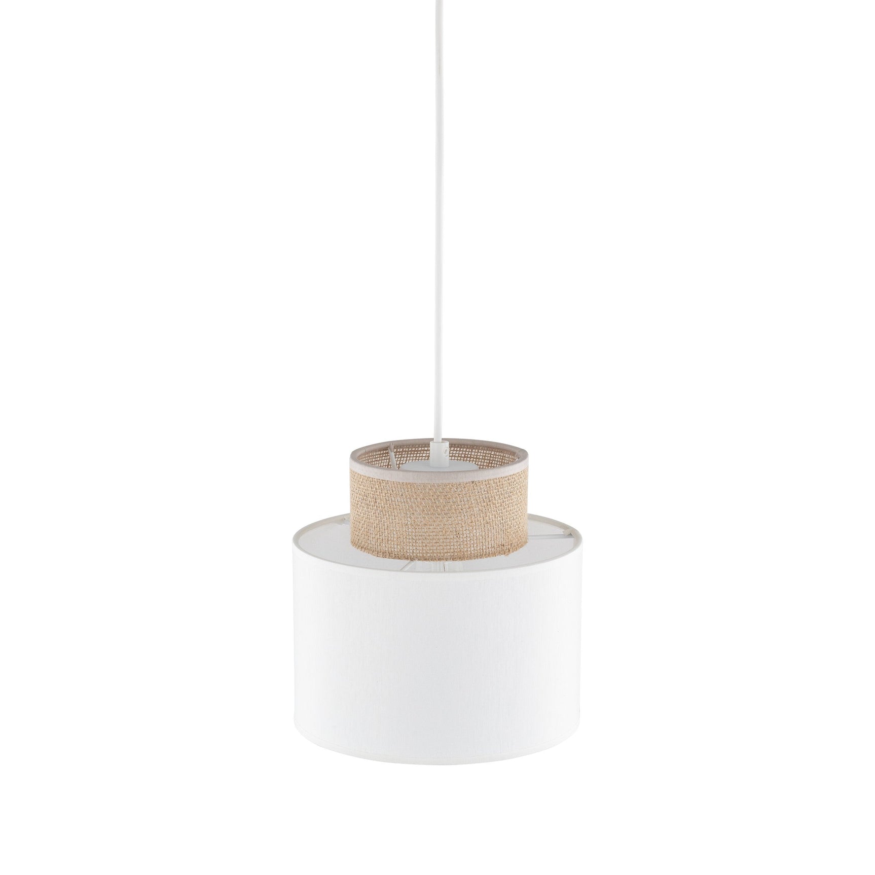 Duo White Jute Scandinavian Pendant Ceiling Light for Kitchen Island, Dining Room & Natural Interiors