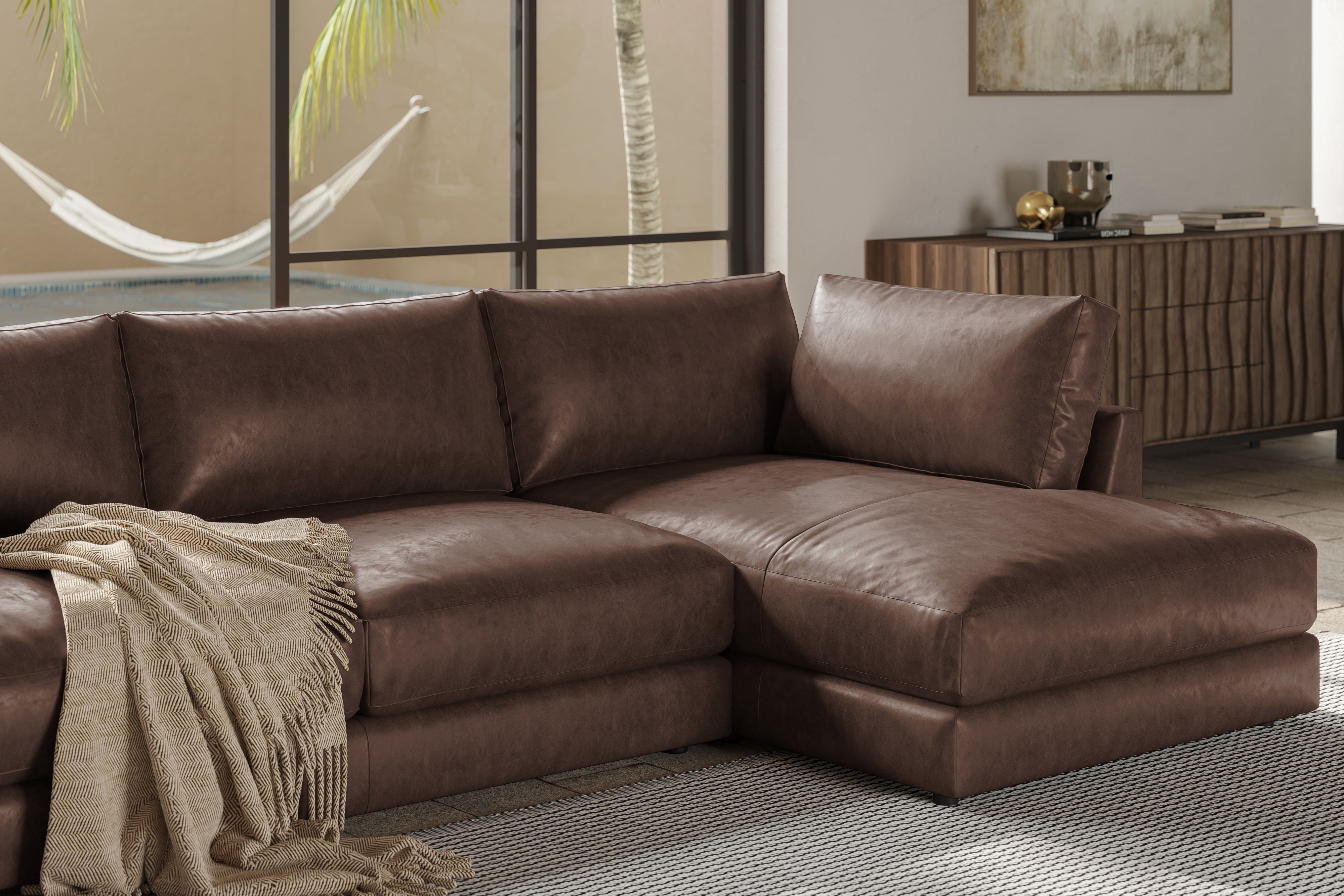 Serena Leather Sectional Sofa