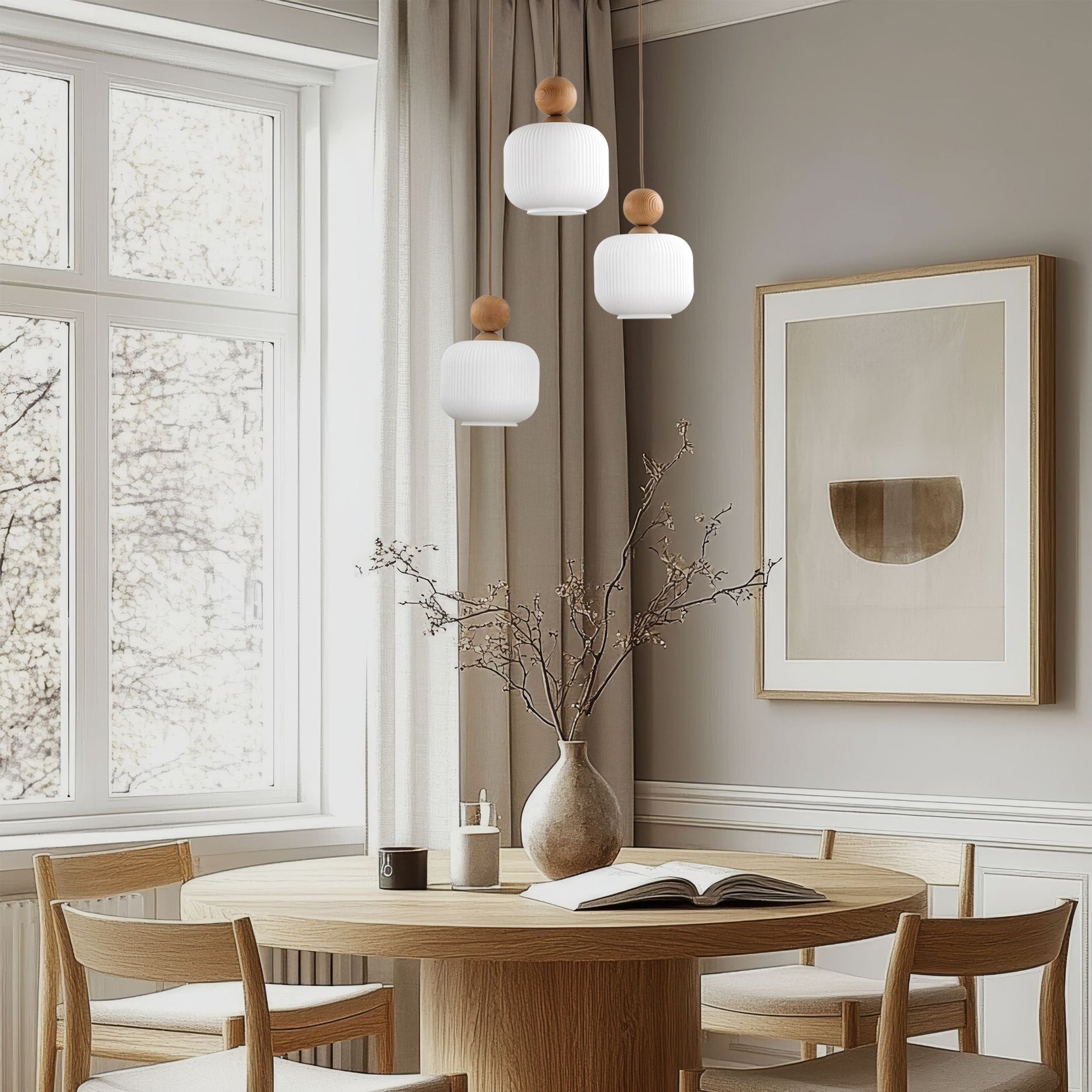 Ballo Scandinavian 3-Light Pendant Ceiling Light Fixture for Kitchen Island, Dining Room & Living Room