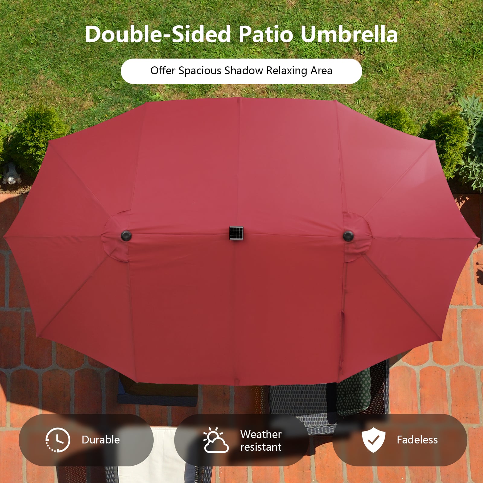 11 Pieces Patio Dining Set with 15 Feet Double-Sided Patio Umbrella Base Included