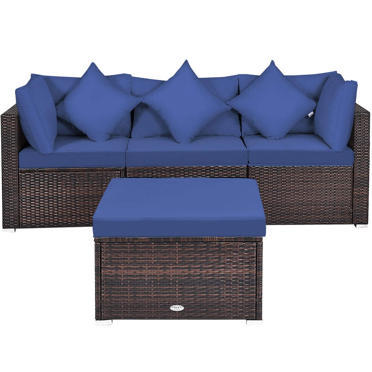 4 Pieces Ottoman Garden Patio Rattan Wicker Furniture Set with Cushion