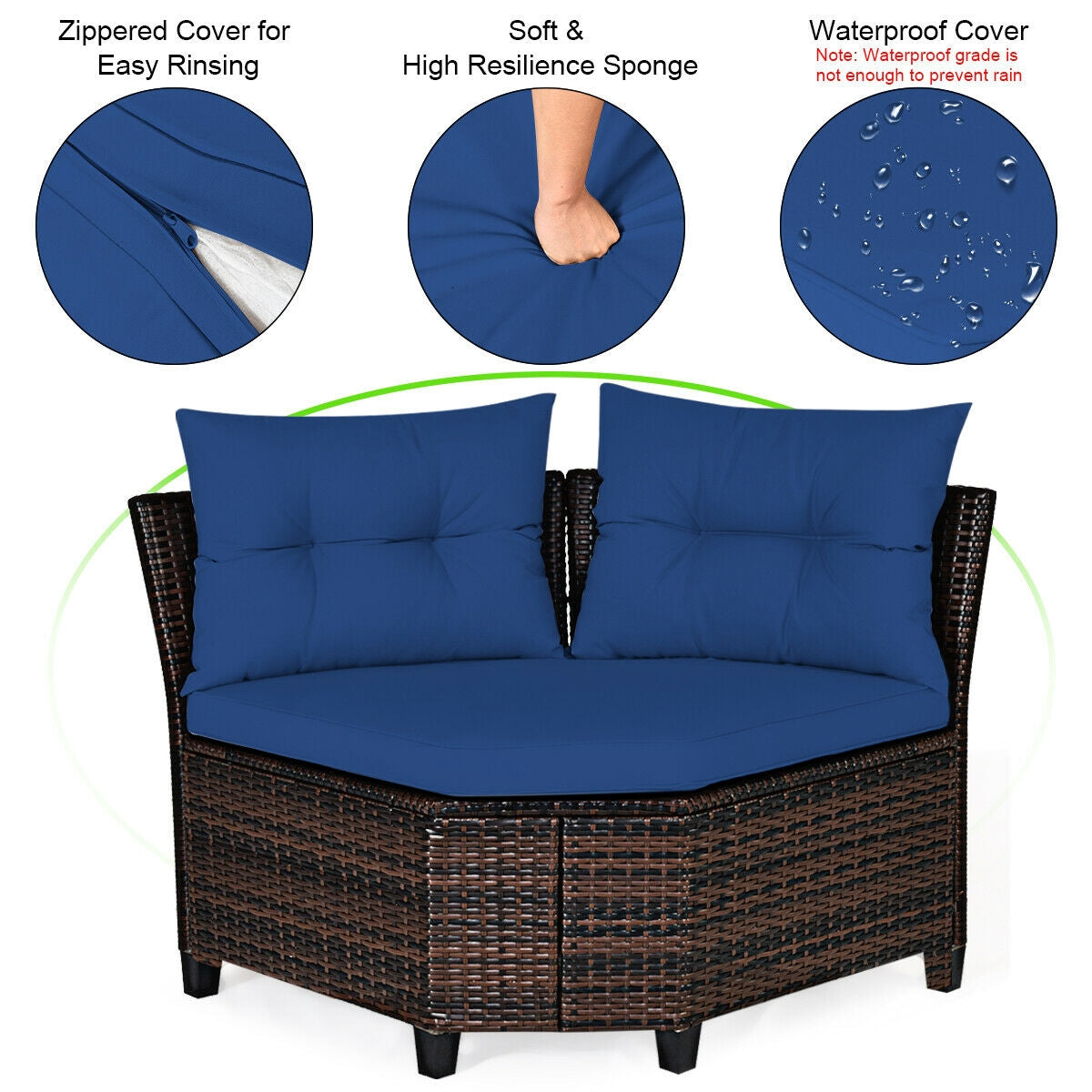 4 Pcs Outdoor Cushioned Rattan Furniture Set