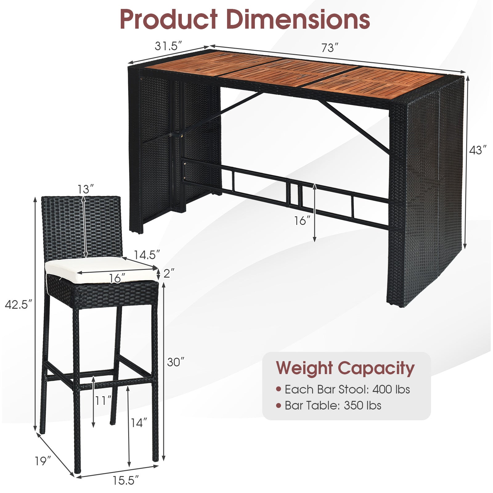 7 Pieces Patio Rattan Wicker Dining Furniture Set