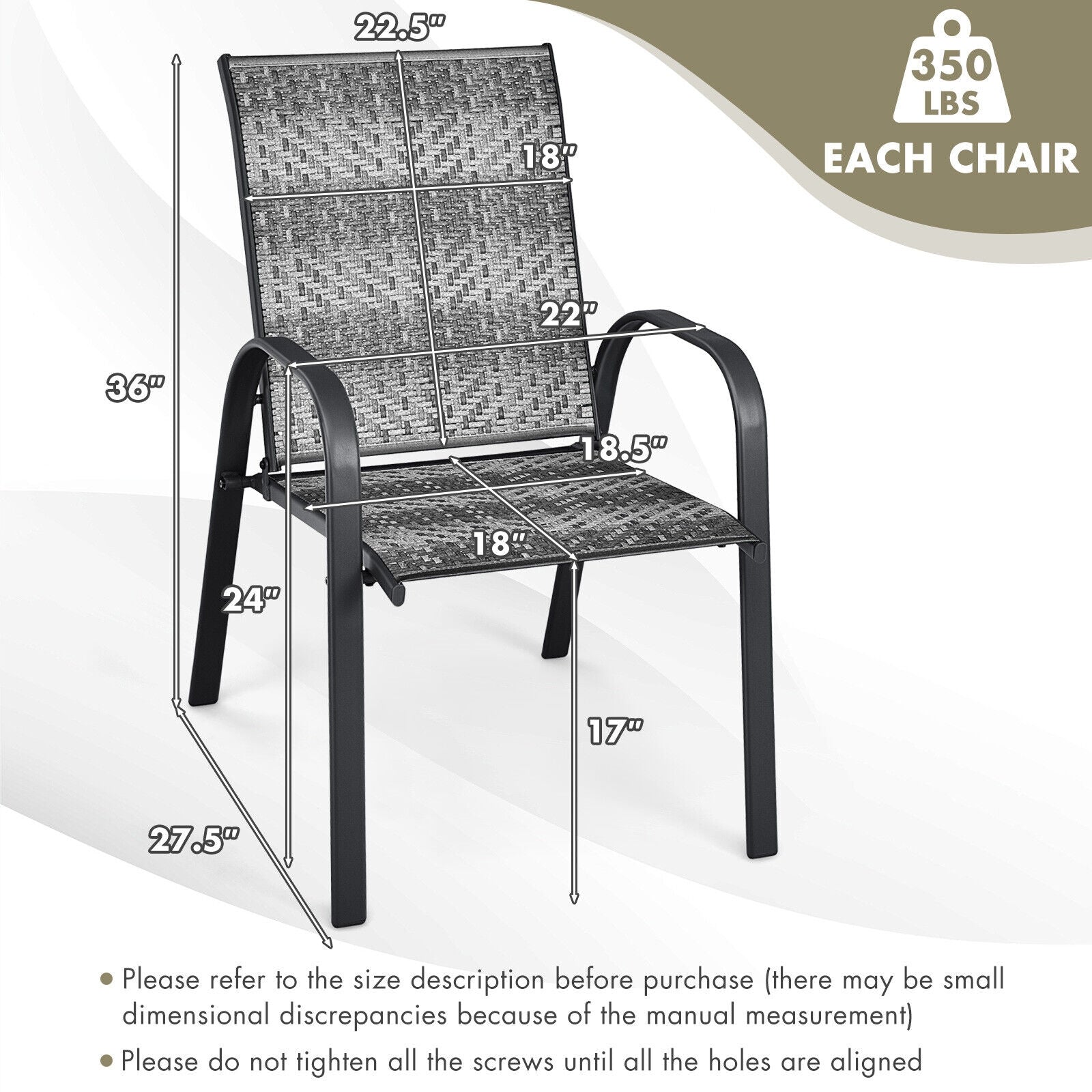 Set of 6 Outdoor PE Wicker Stackable Chairs with Sturdy Steel Frame