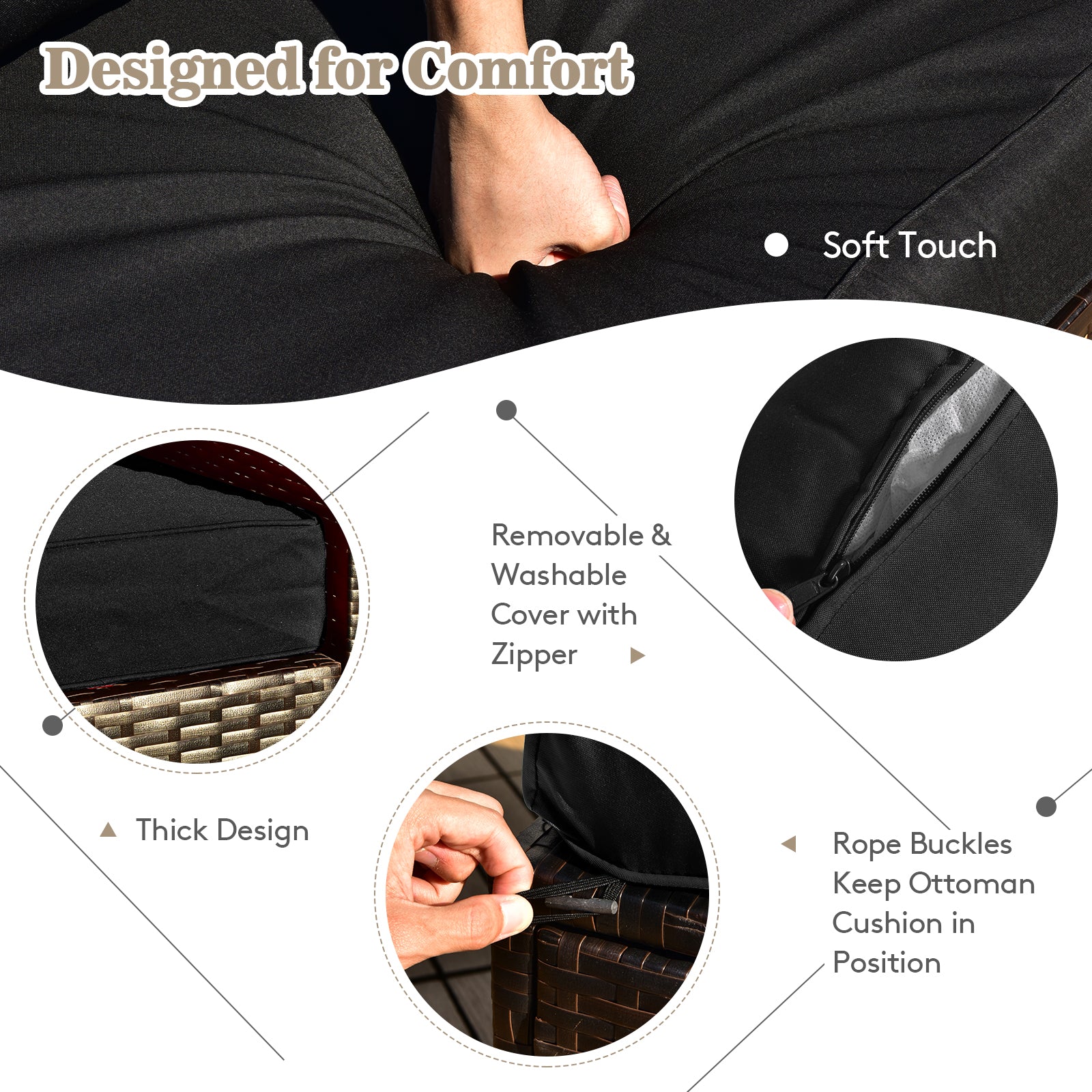 8 Pieces Patio Space-Saving Rattan Furniture Set with Storage Box and Waterproof Cover