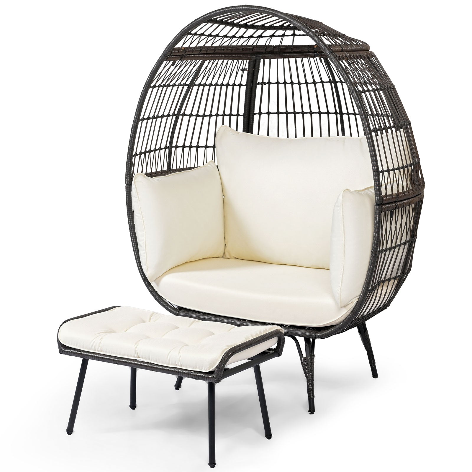 Oversized Egg Chair with Ottoman and Soft Cushions