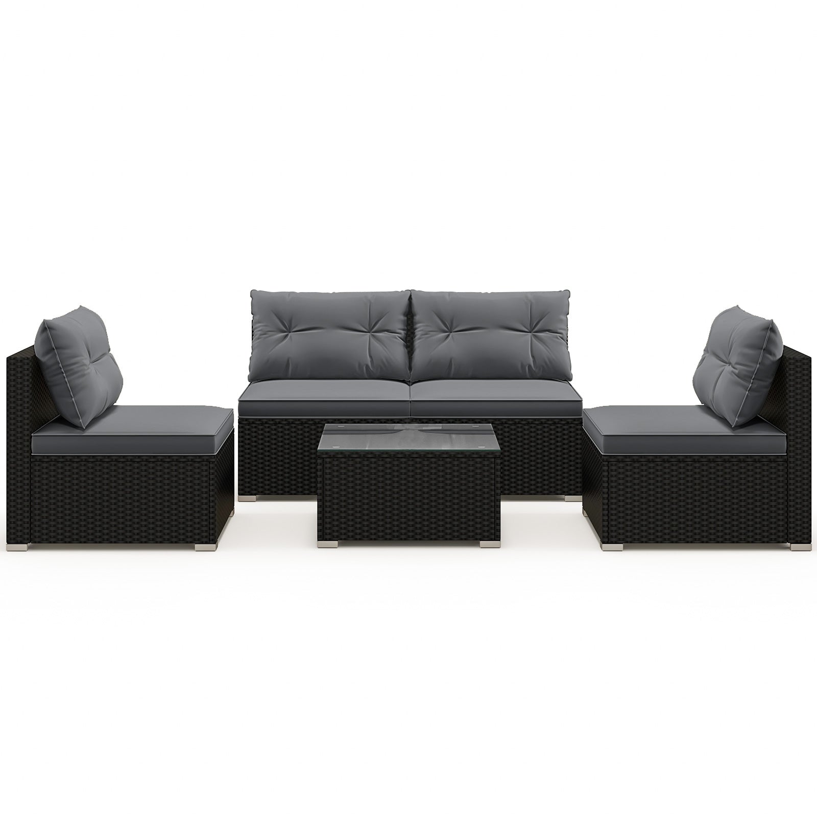 5-Piece Outdoor Patio Furniture Set with Cushions and Coffee Table