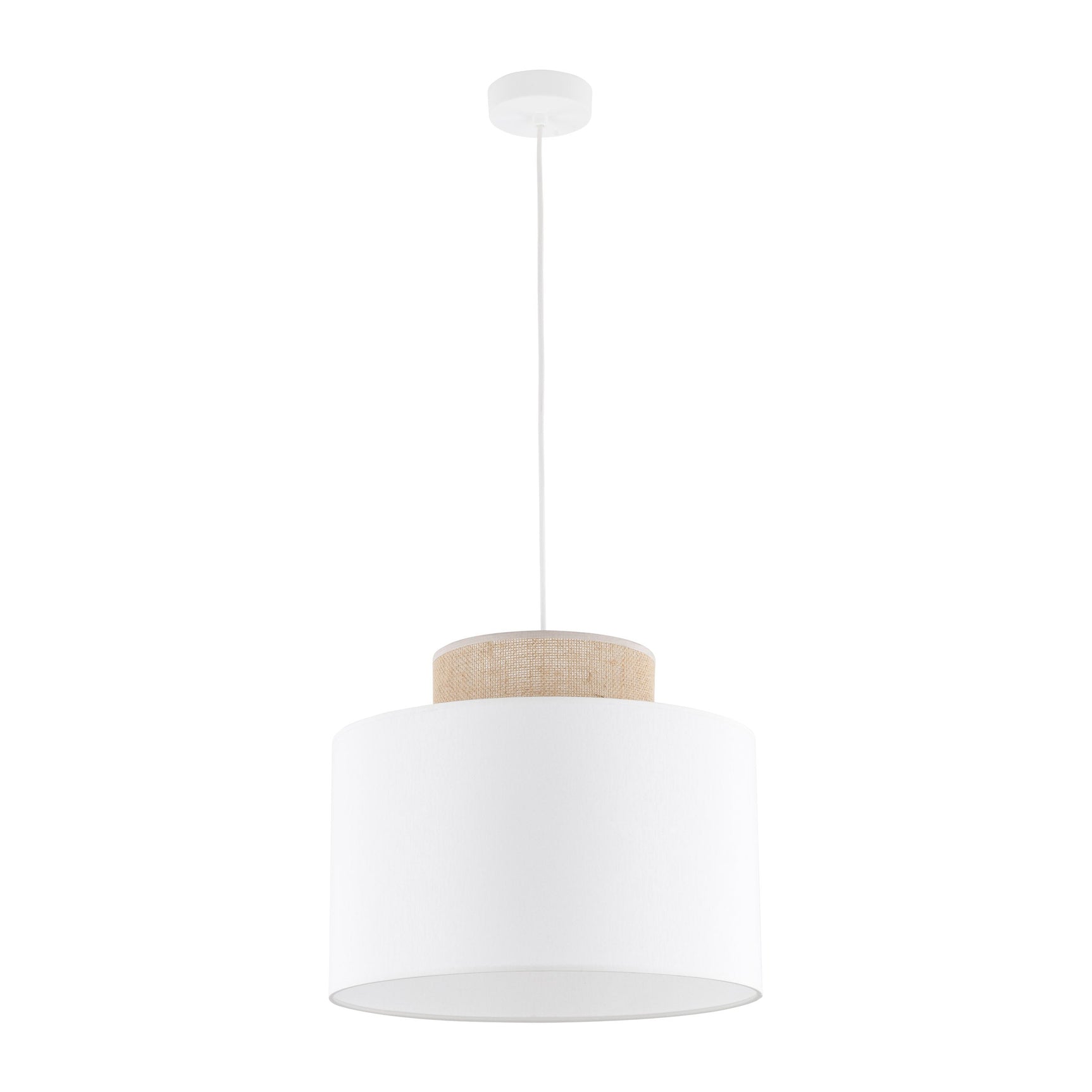 Duo White Jute Scandinavian Pendant Ceiling Light for Kitchen Island, Dining Room & Natural Interiors