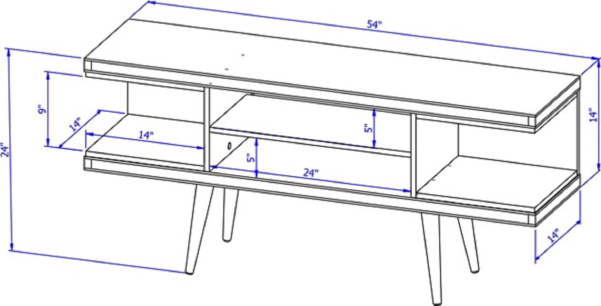 Eureka Modern 53.14" TV Stand with 4 Shelves - Maple Cream