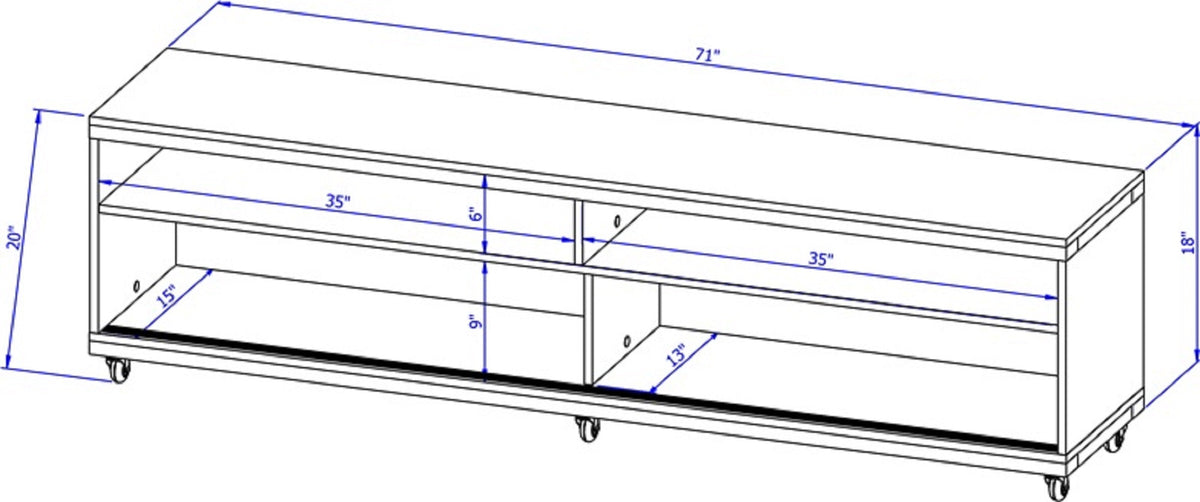 Eureka Modern 70.47" TV Stand with 4 Shelves - Black/Maple Cream