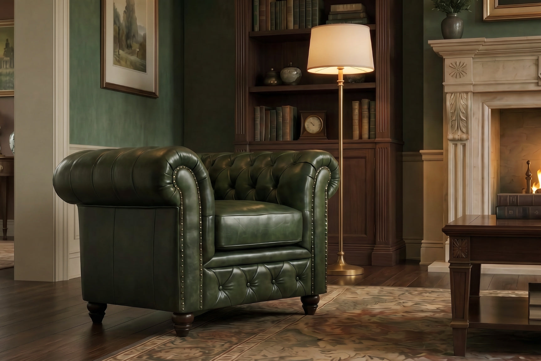 Parma Leather Chesterfield Accent Chair