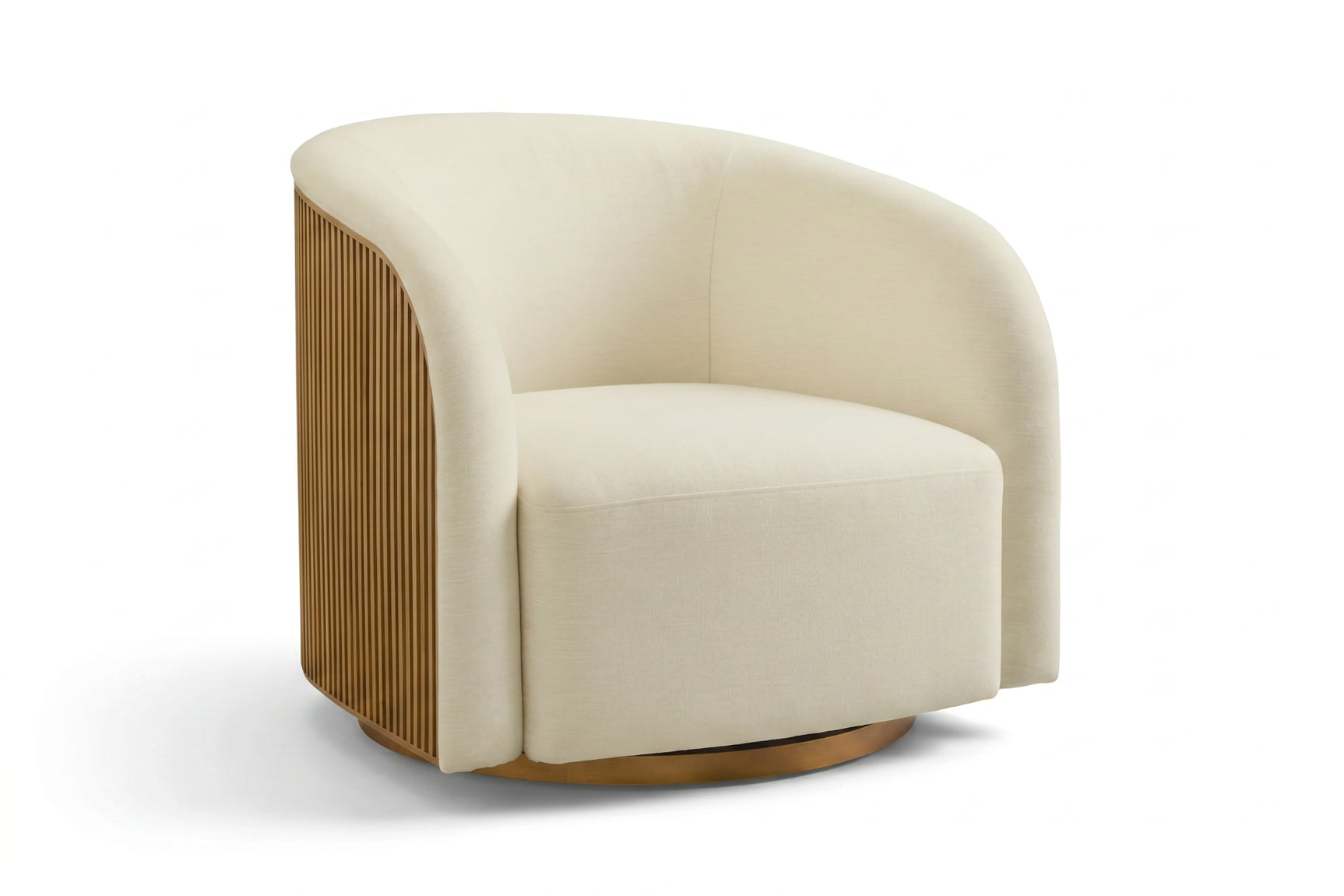Rowan Oak Wood Fabric Swivel Chair