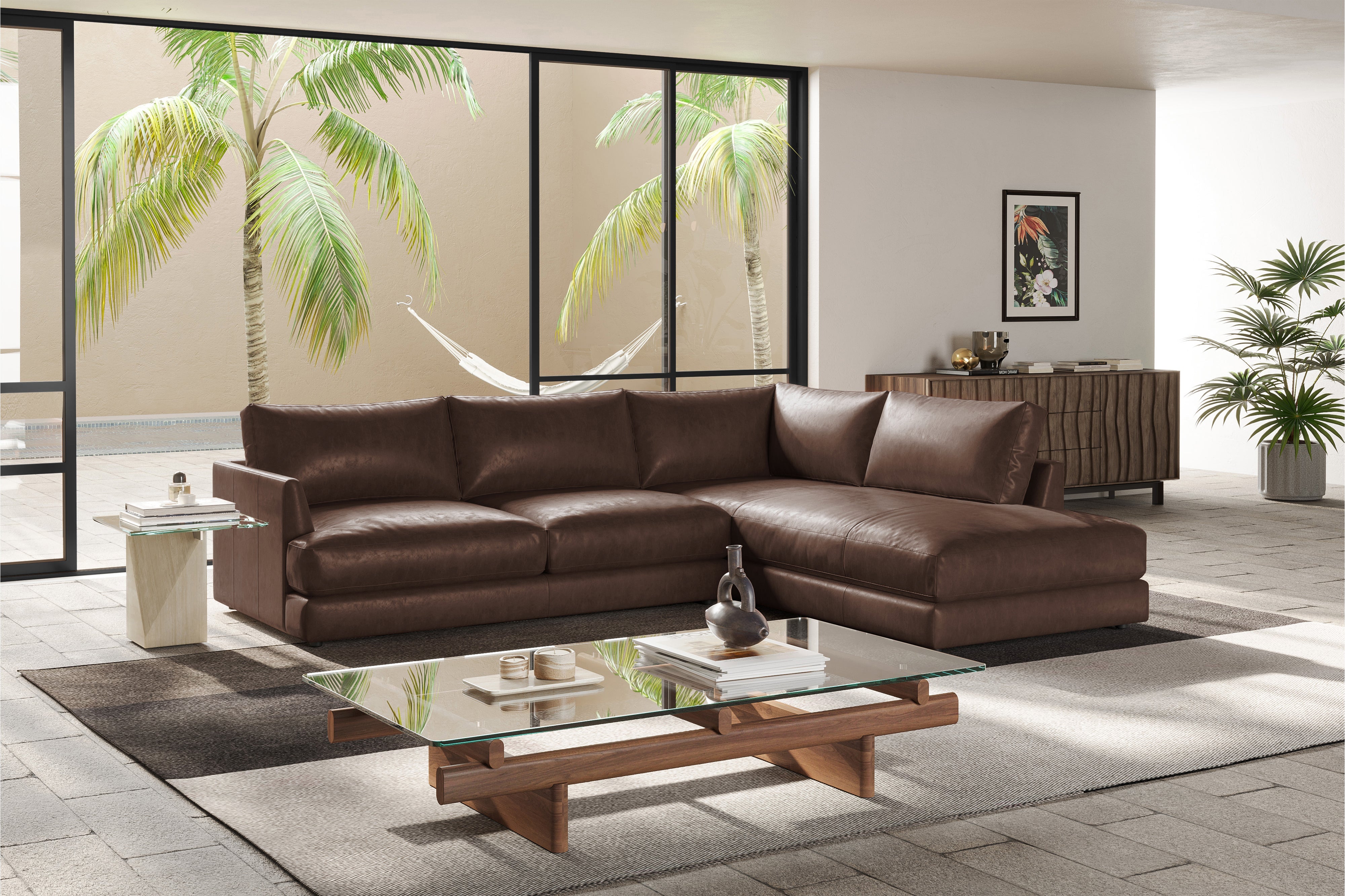 Serena Leather Sectional Sofa
