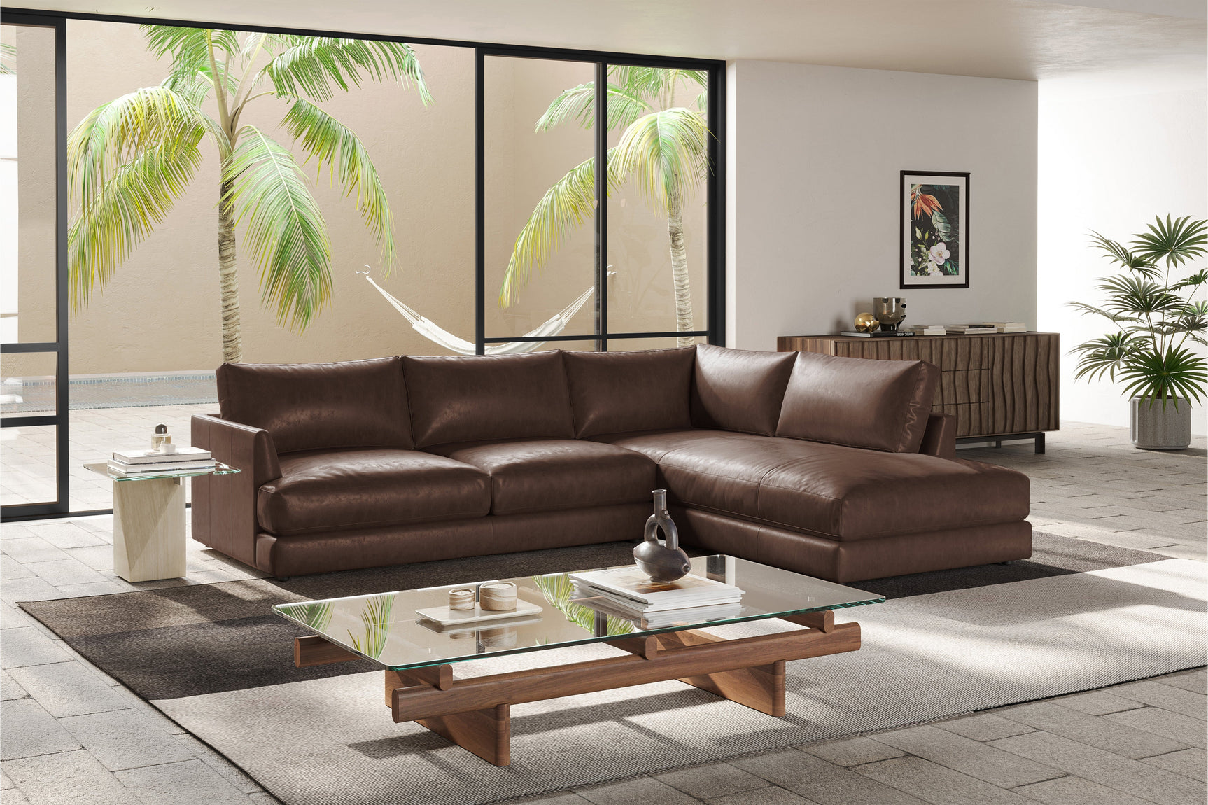 Serena Leather Sectional Sofa
