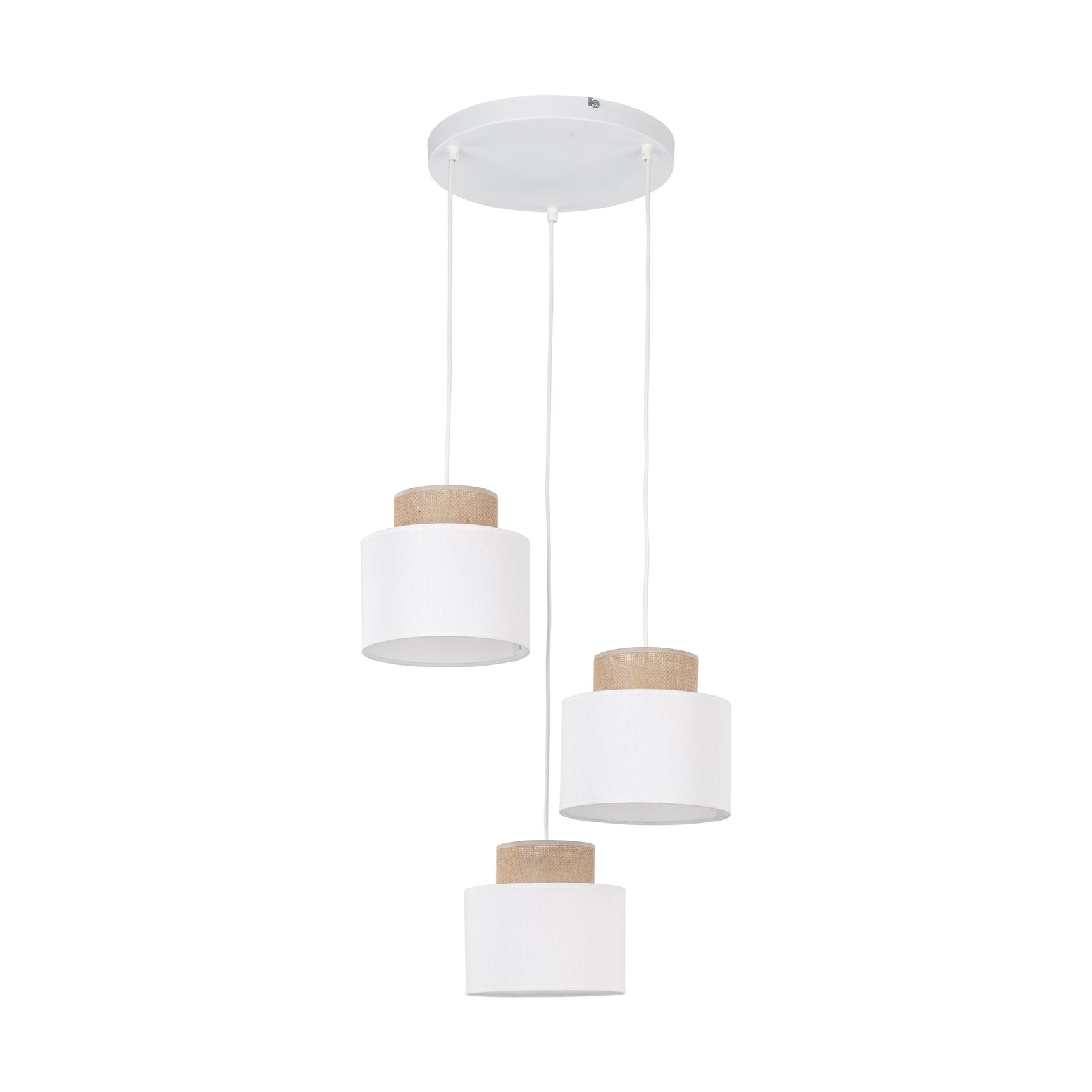 DUO White Jute Natural Pendant Light 3