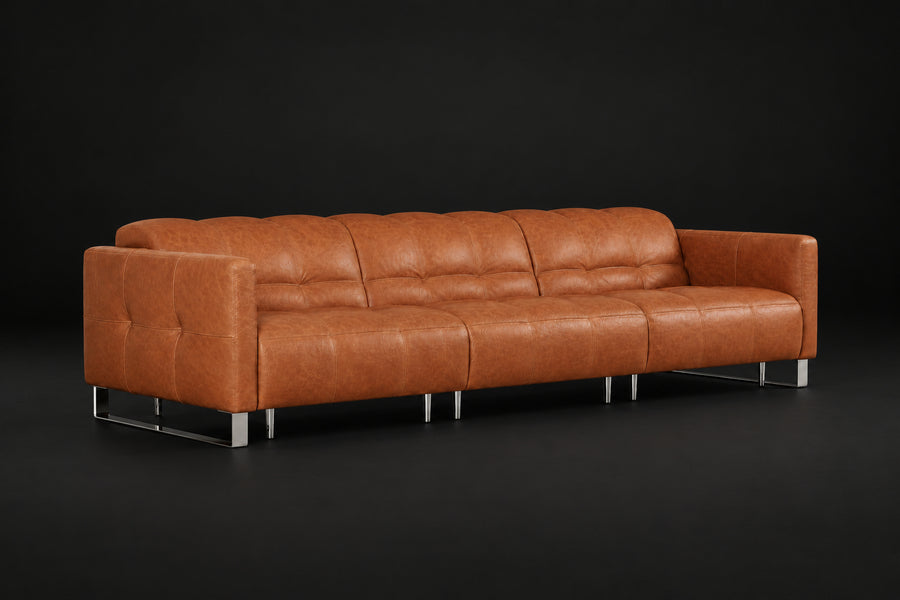 Sofia Distressed Italian Aniline Leather Dual Reclining Sofa