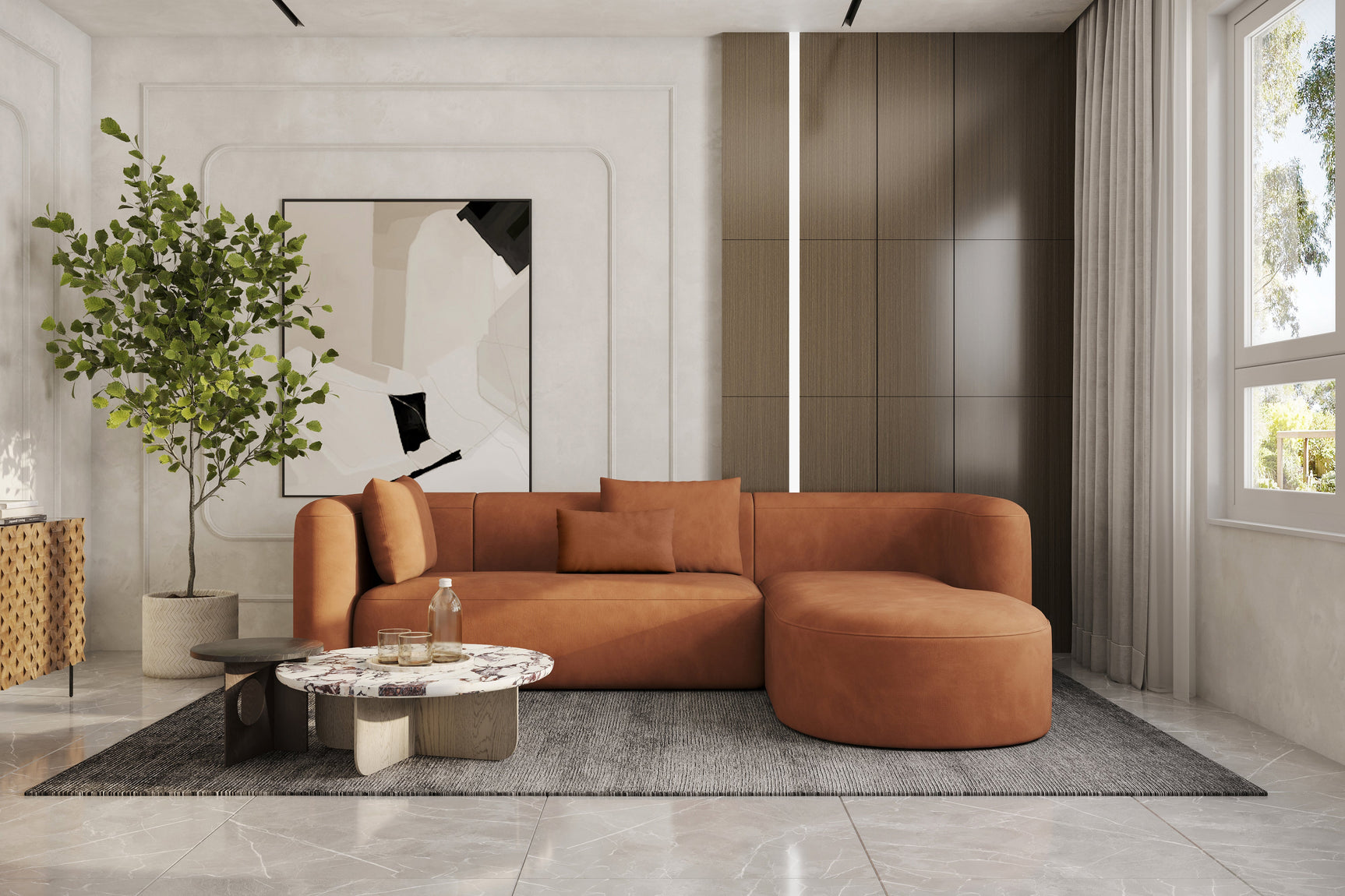 Jordyn Velvet Fabric Sectional Sofa