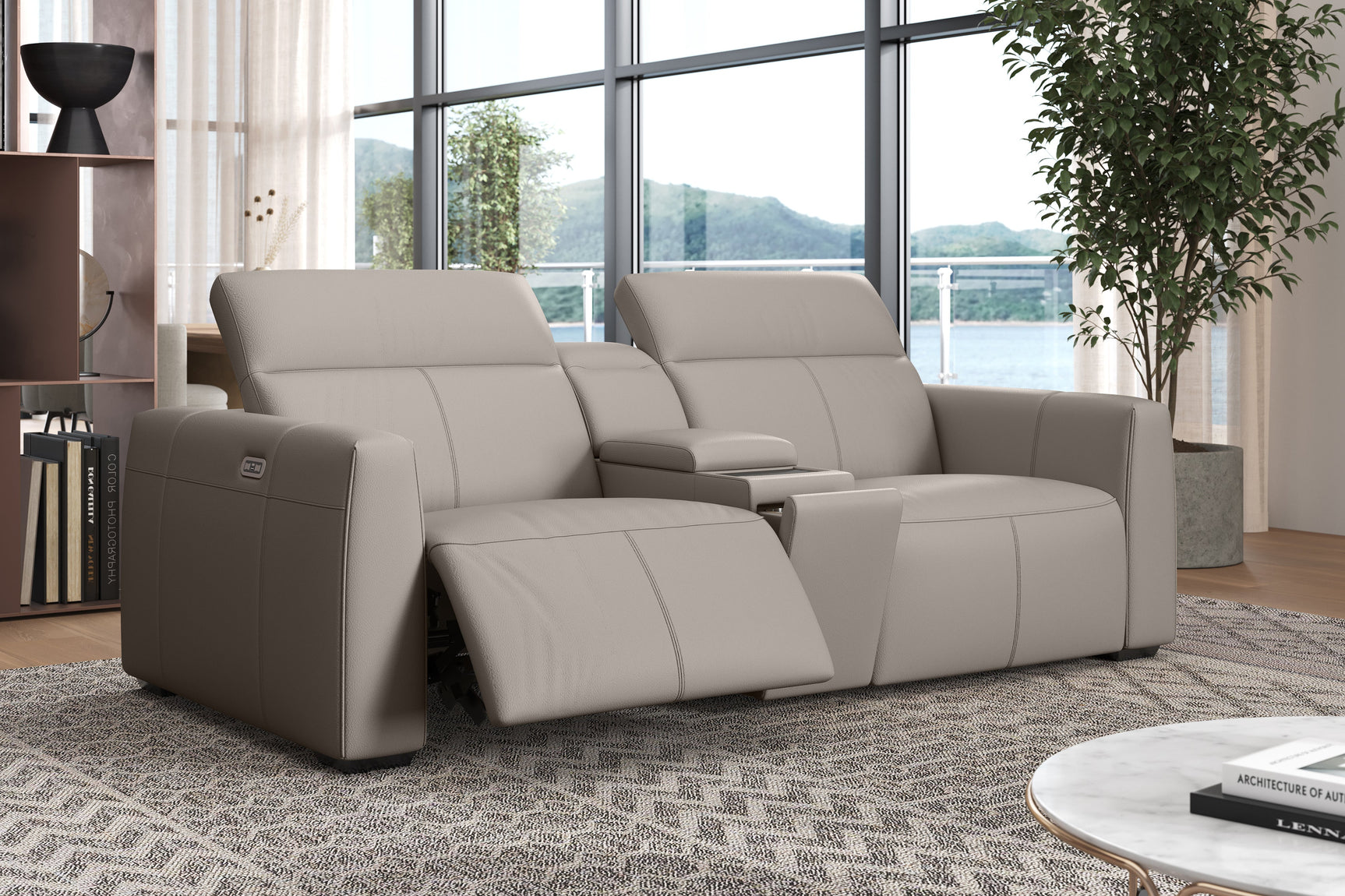 Carmen Leather Dual Recliner Sofa with Console