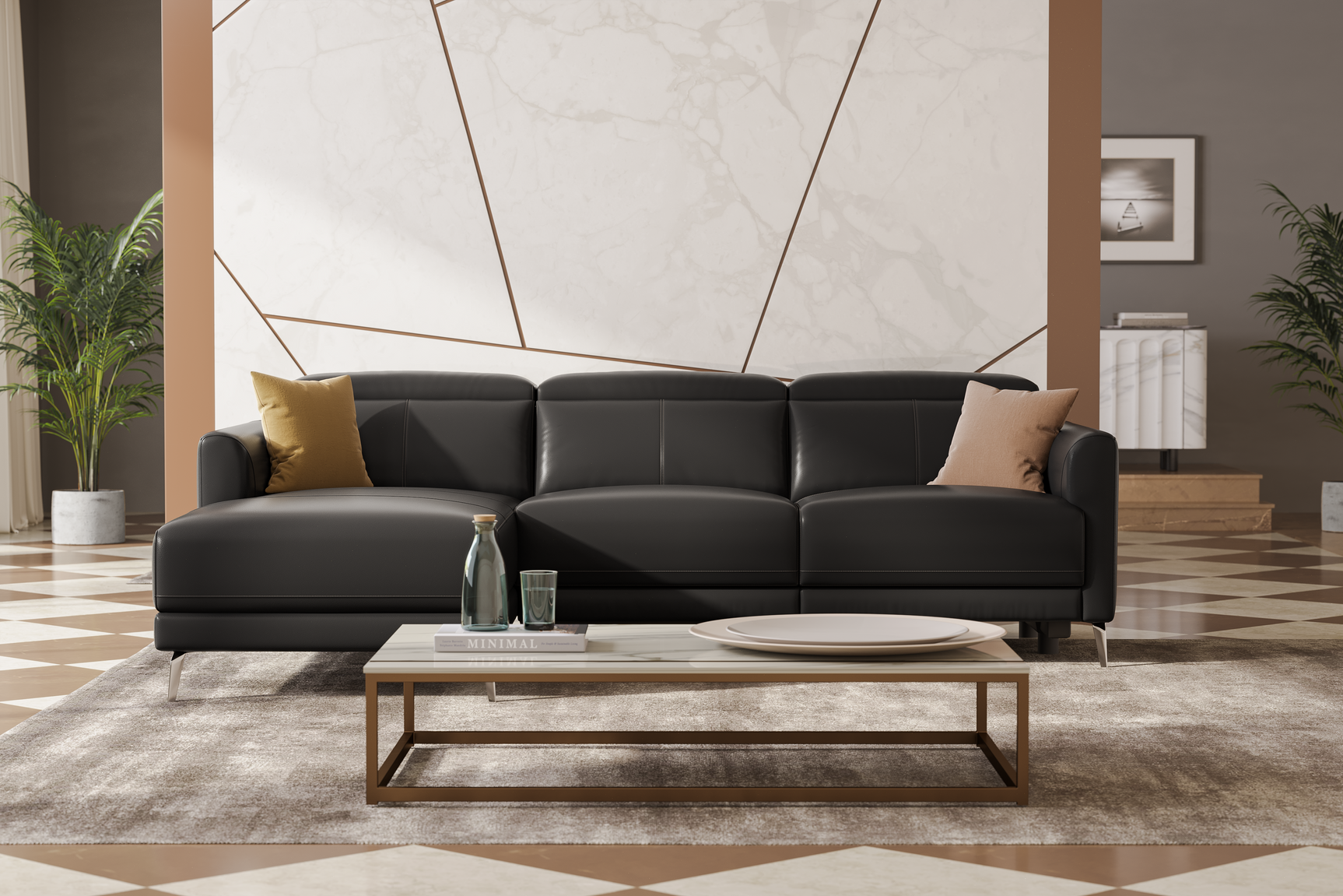 Andria Leather Reclining Sectional Sofa