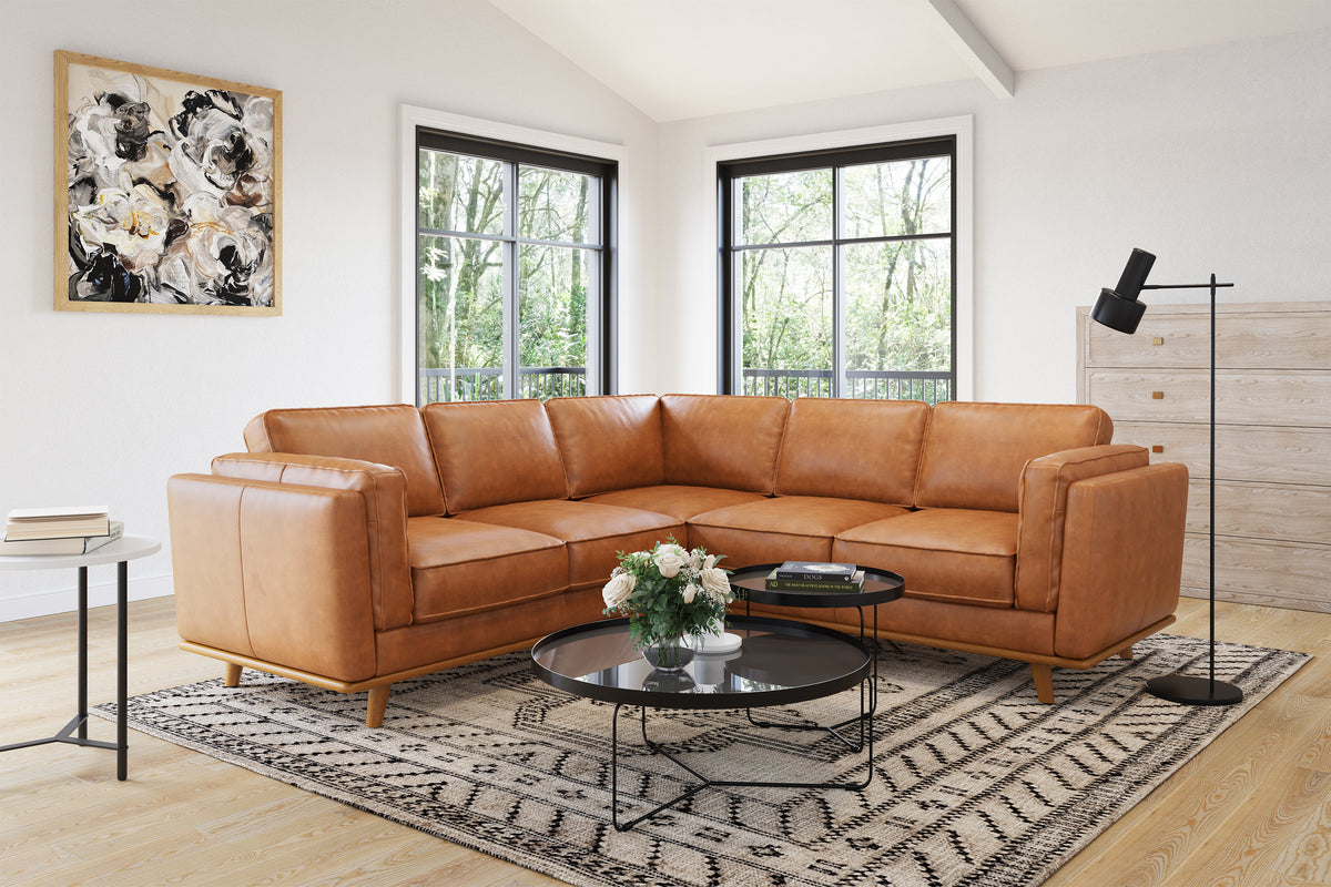 Half Leather L Shape Sofa 116