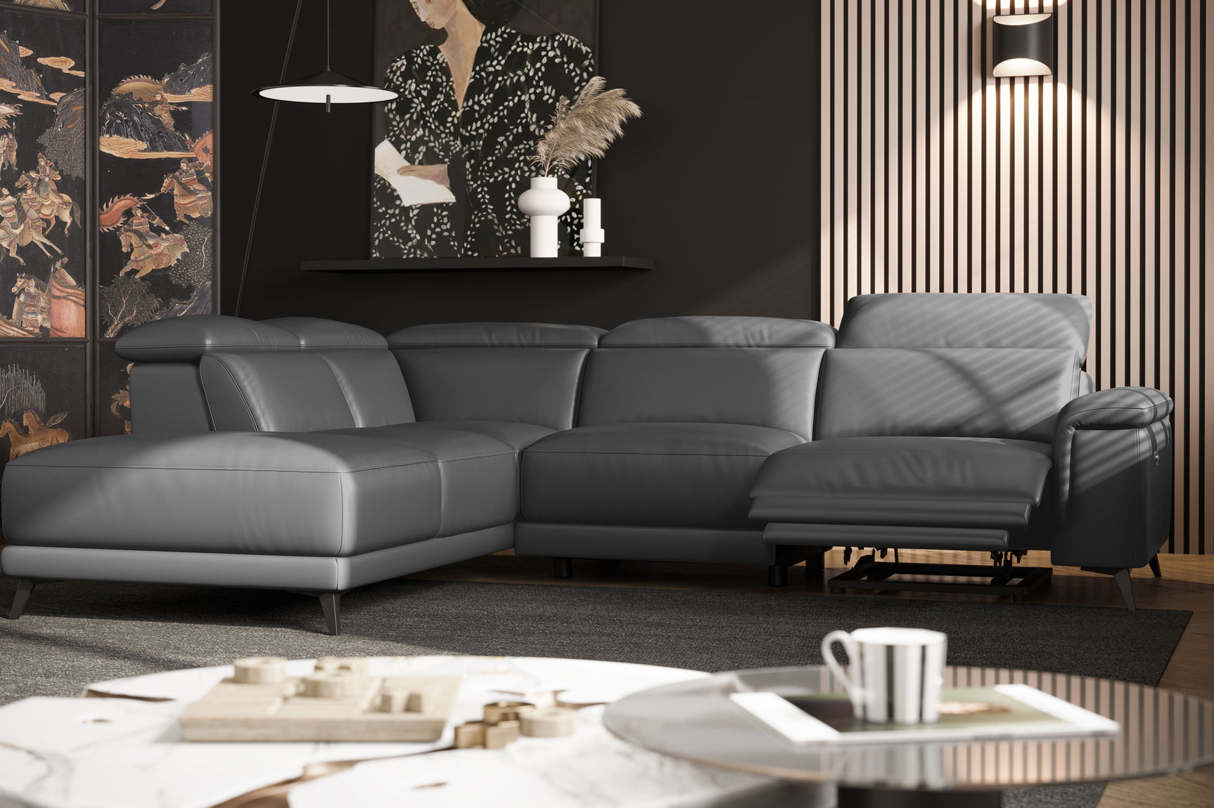 Pista Leather Reclining Sectional Sofa