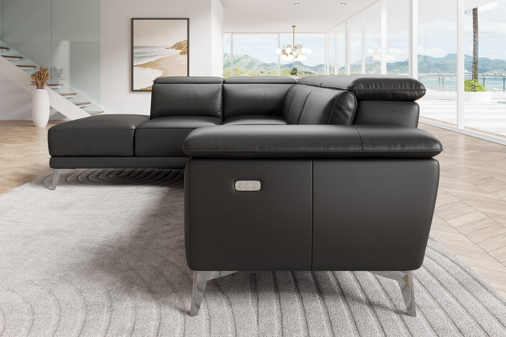 Pista Leather Reclining Sectional Sofa