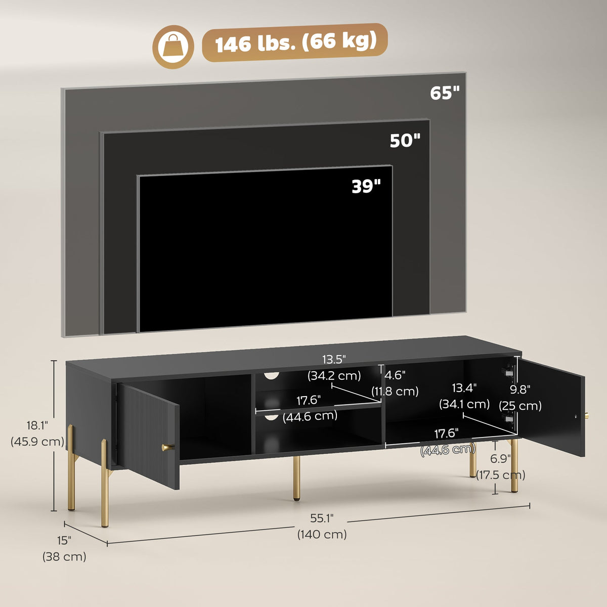 Harley TV Stand for TVs up to 65" - Black