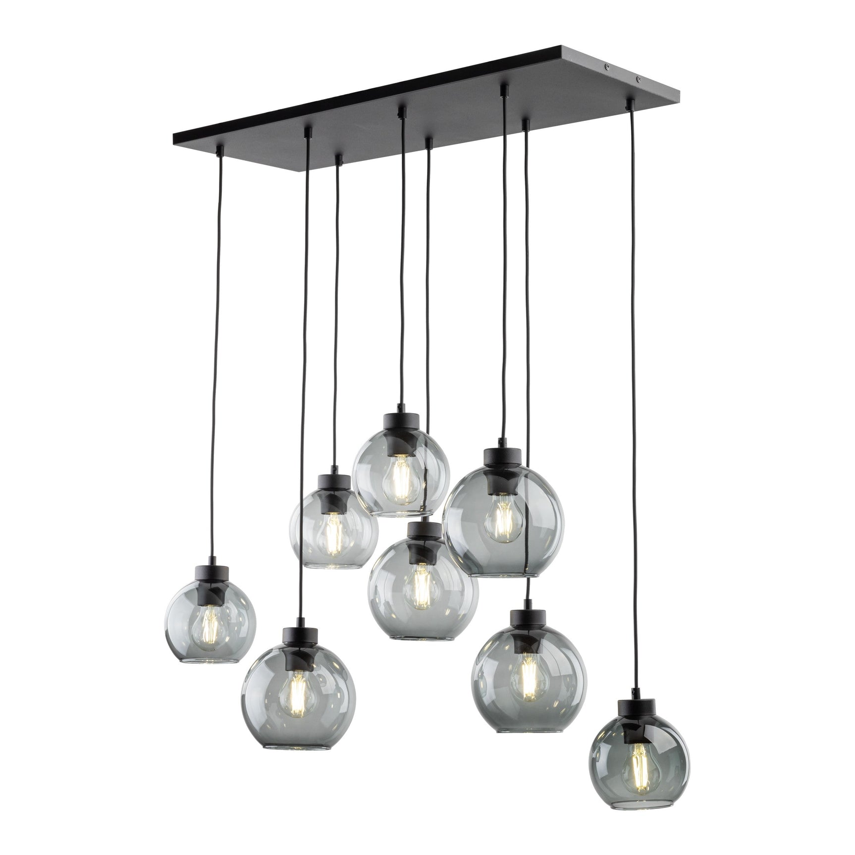 CUBUS Graphite Glass Scandinavian Pendant Light Fixture for Kitchen Island, Dining Room & Living Room (8-Light)