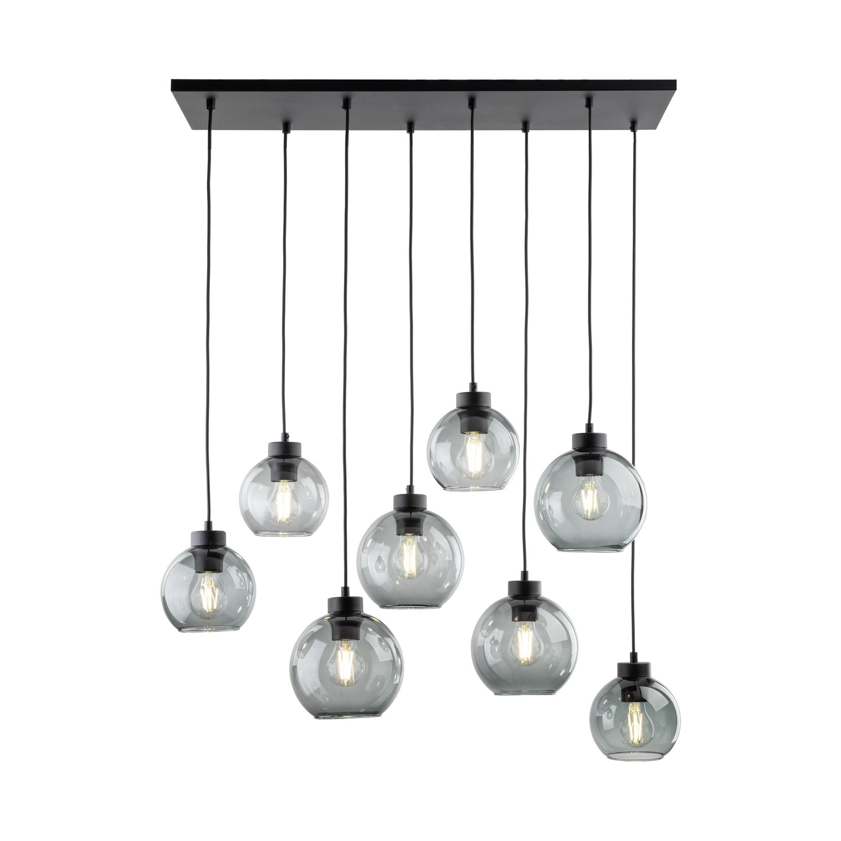 CUBUS Graphite Glass Scandinavian Pendant Light Fixture for Kitchen Island, Dining Room & Living Room (8-Light)