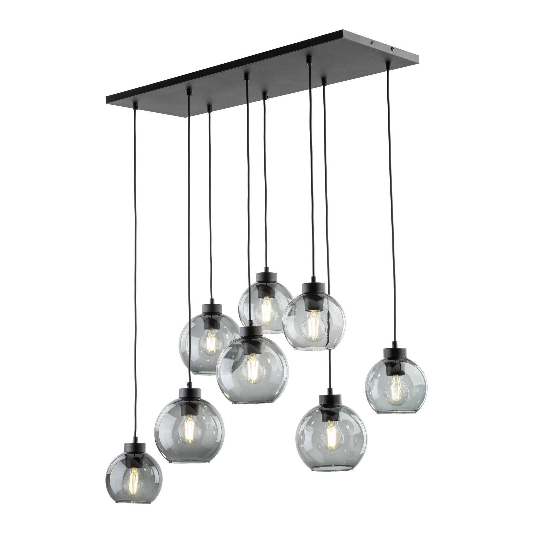 CUBUS Graphite Glass Scandinavian Pendant Light Fixture for Kitchen Island, Dining Room & Living Room (8-Light)