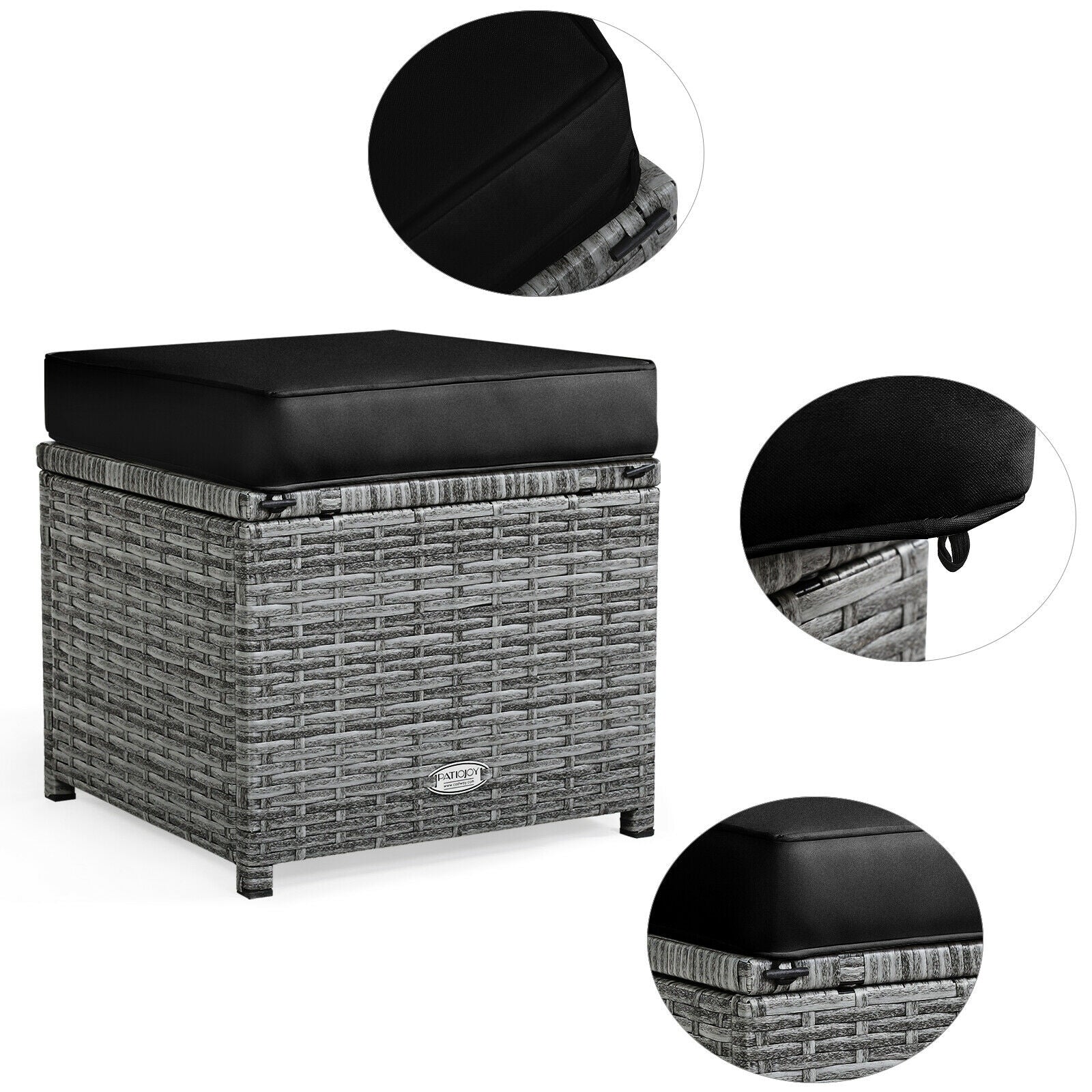 7 Pieces Patio Rattan Dining Furniture Sectional Sofa Set with Wicker Ottoman