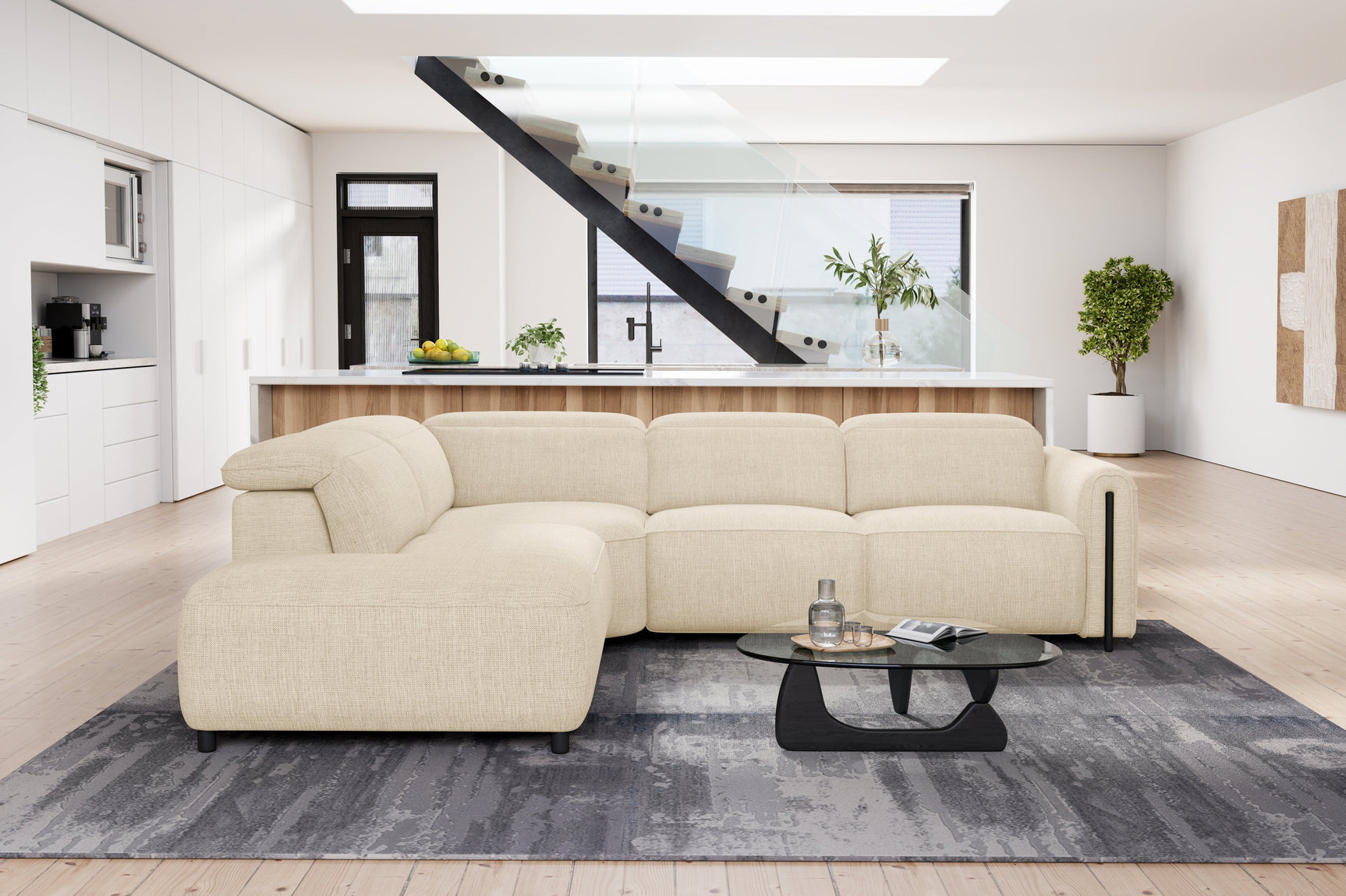 Octavia Fabric Reclining Corner Sectional Cloud Sofa
