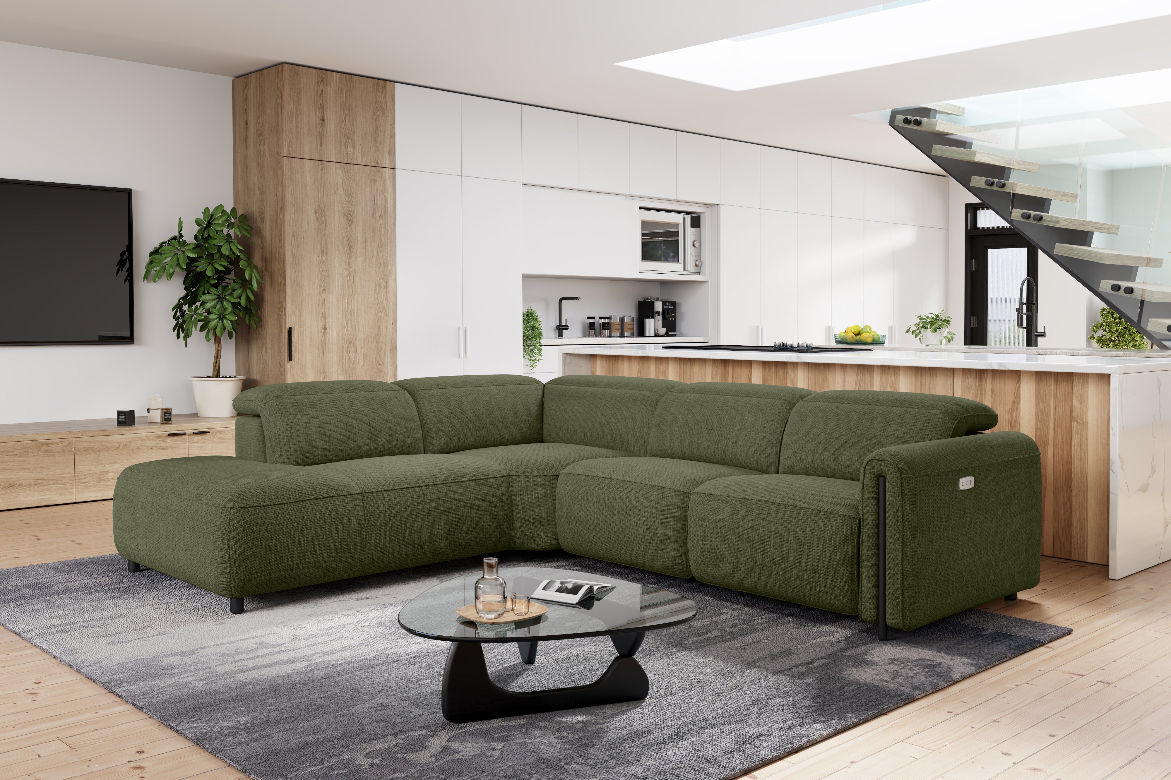 Octavia Fabric Reclining Corner Sectional Cloud Sofa