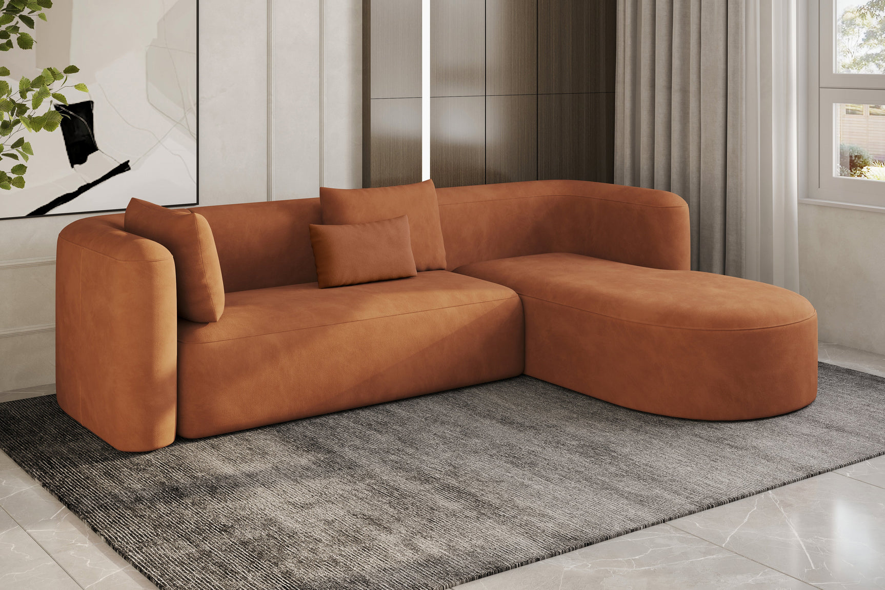 Jordyn Velvet Fabric Sectional Sofa