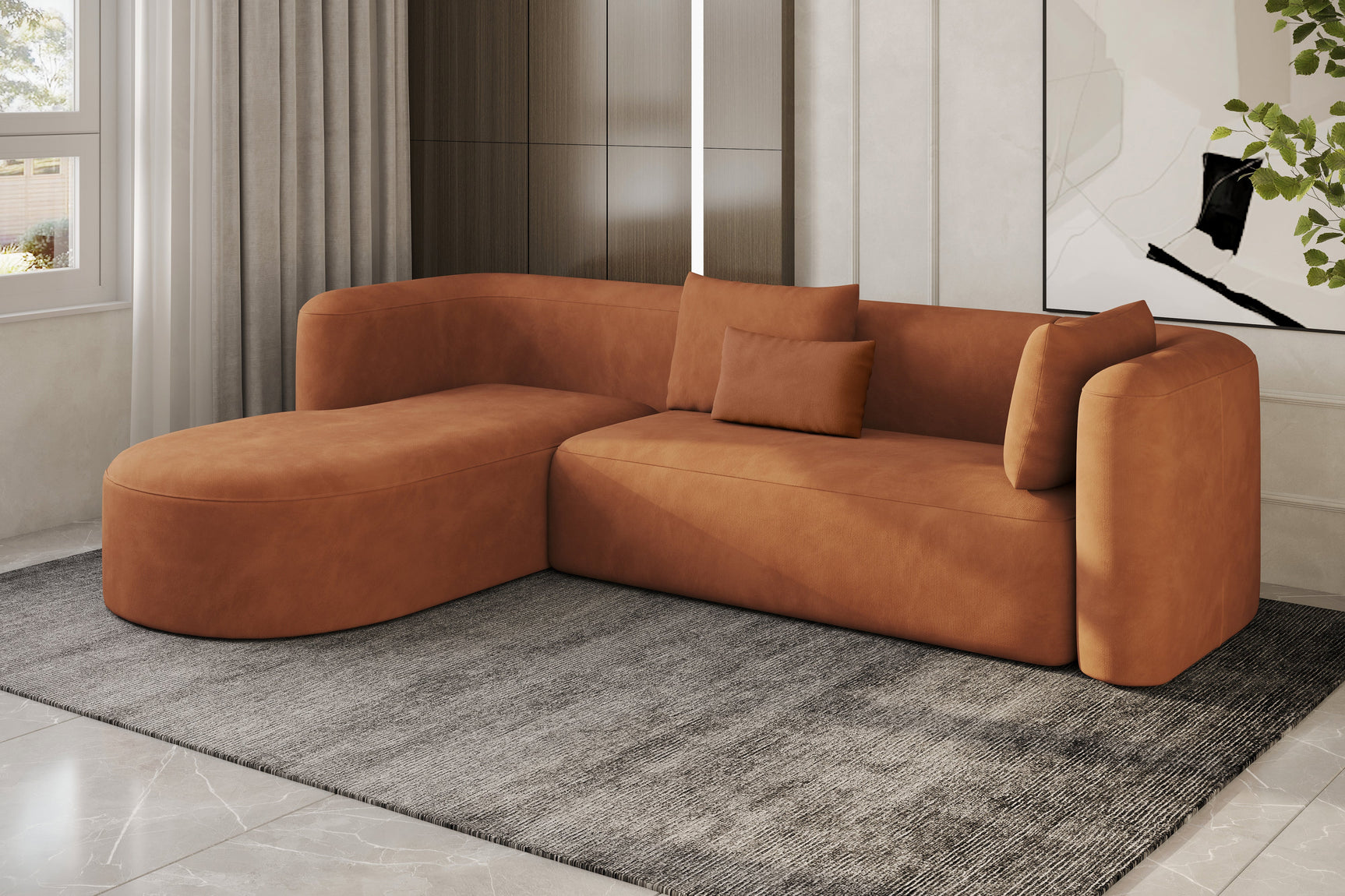 Jordyn Velvet Fabric Sectional Sofa