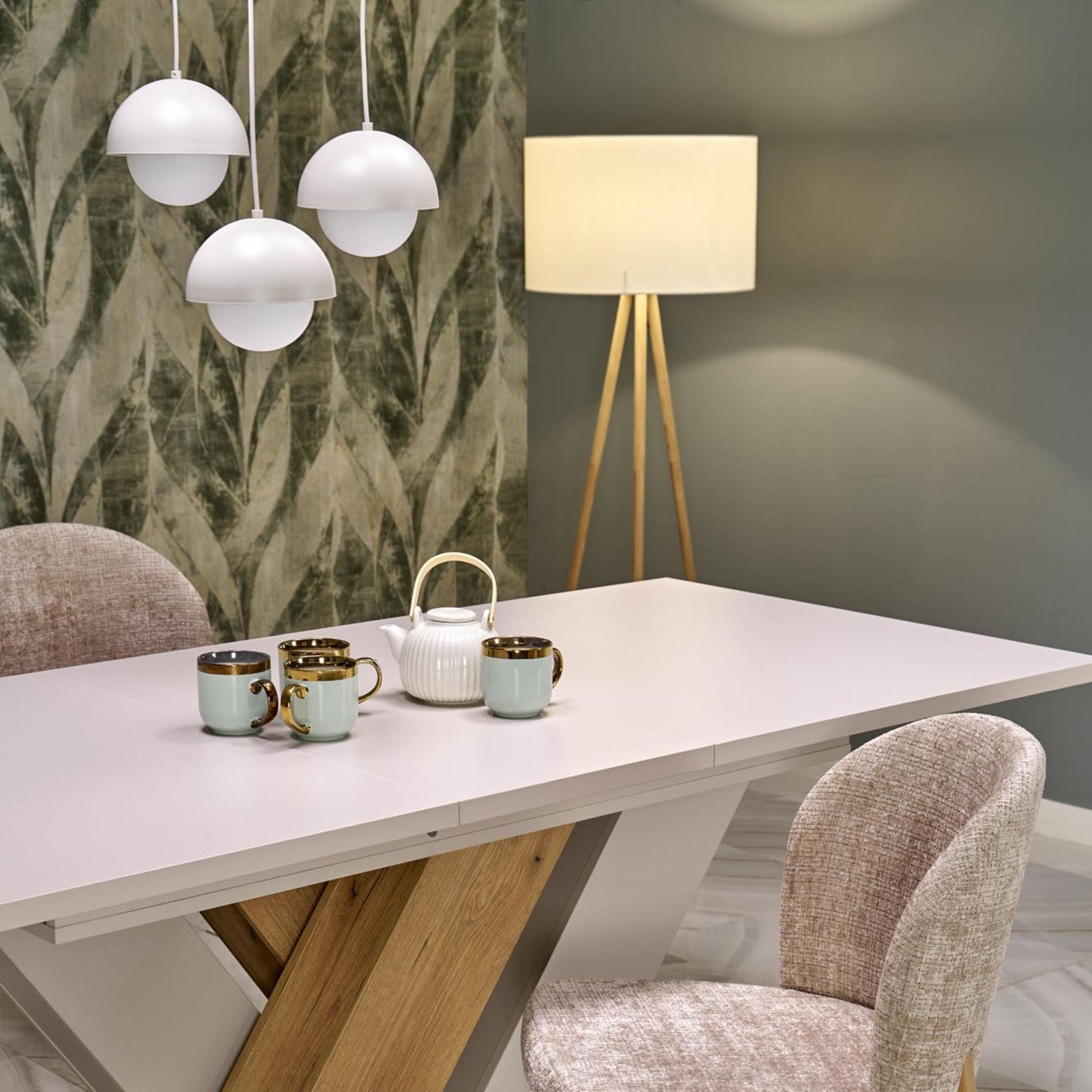 TOKYO Beige Linen Floor Lamp for Living Room, Bedroom & Reading Nook – Scandinavian Minimalist Design