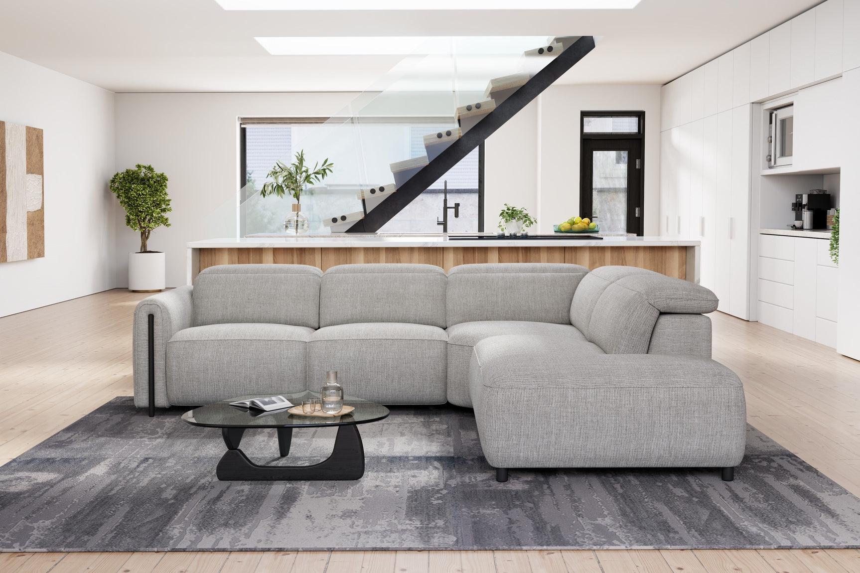 Octavia Fabric Reclining Corner Sectional Cloud Sofa