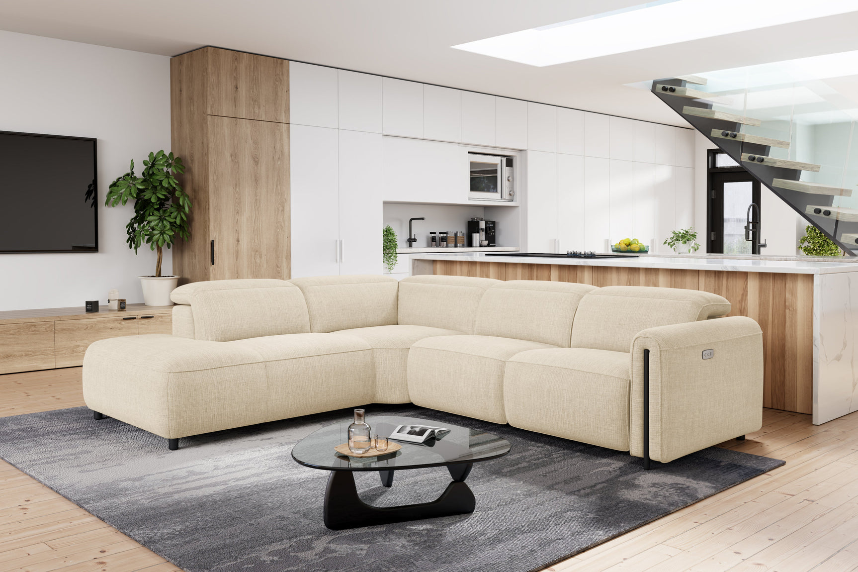 Octavia Fabric Reclining Corner Sectional Cloud Sofa