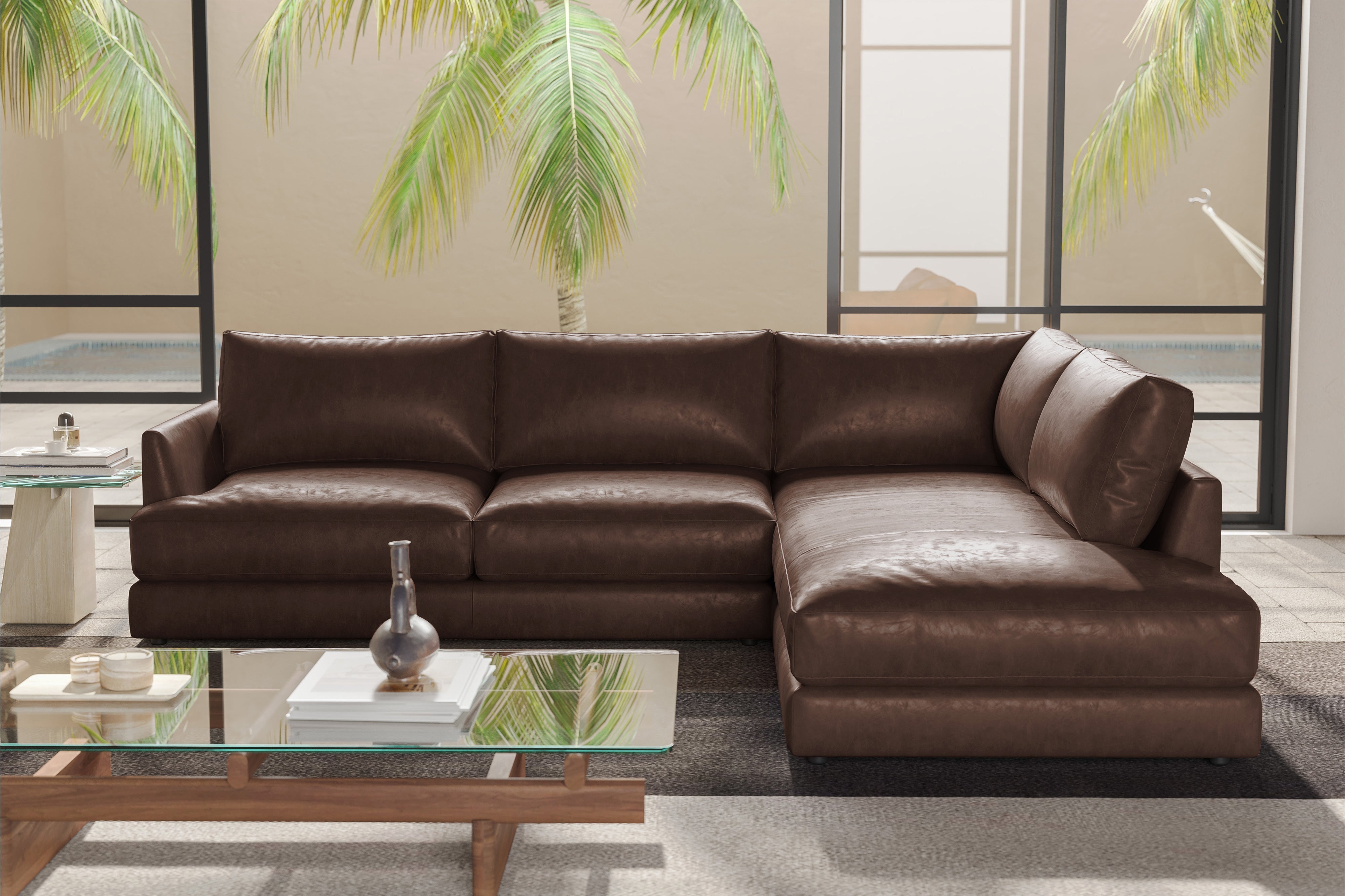 Serena Leather Sectional Sofa