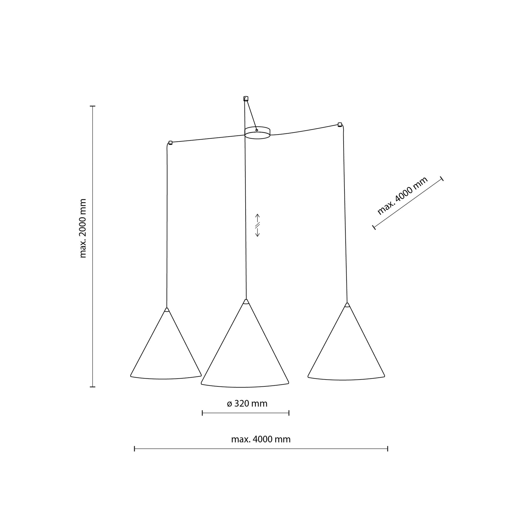 CONO Black Modern Minimalist Suspension Pendant Ceiling Light Fixture for Kitchen Island, Dining Room & Living Room (3-Light)