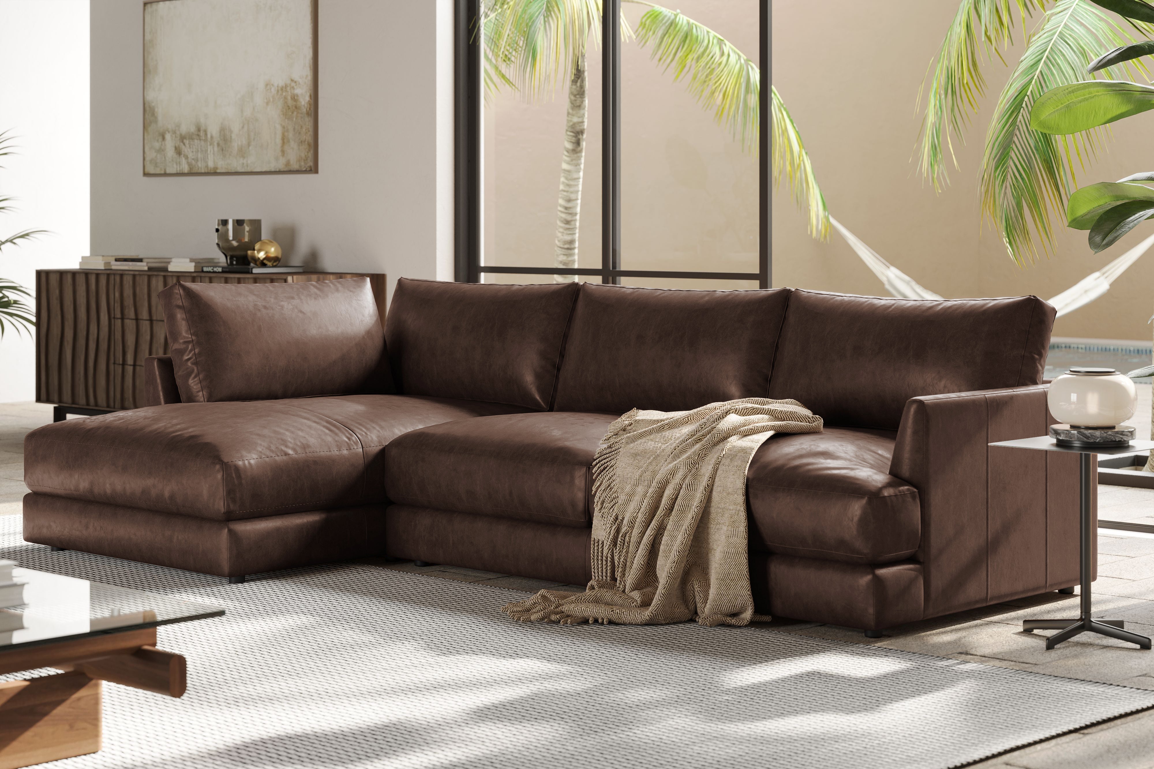 Serena Leather Sectional Sofa