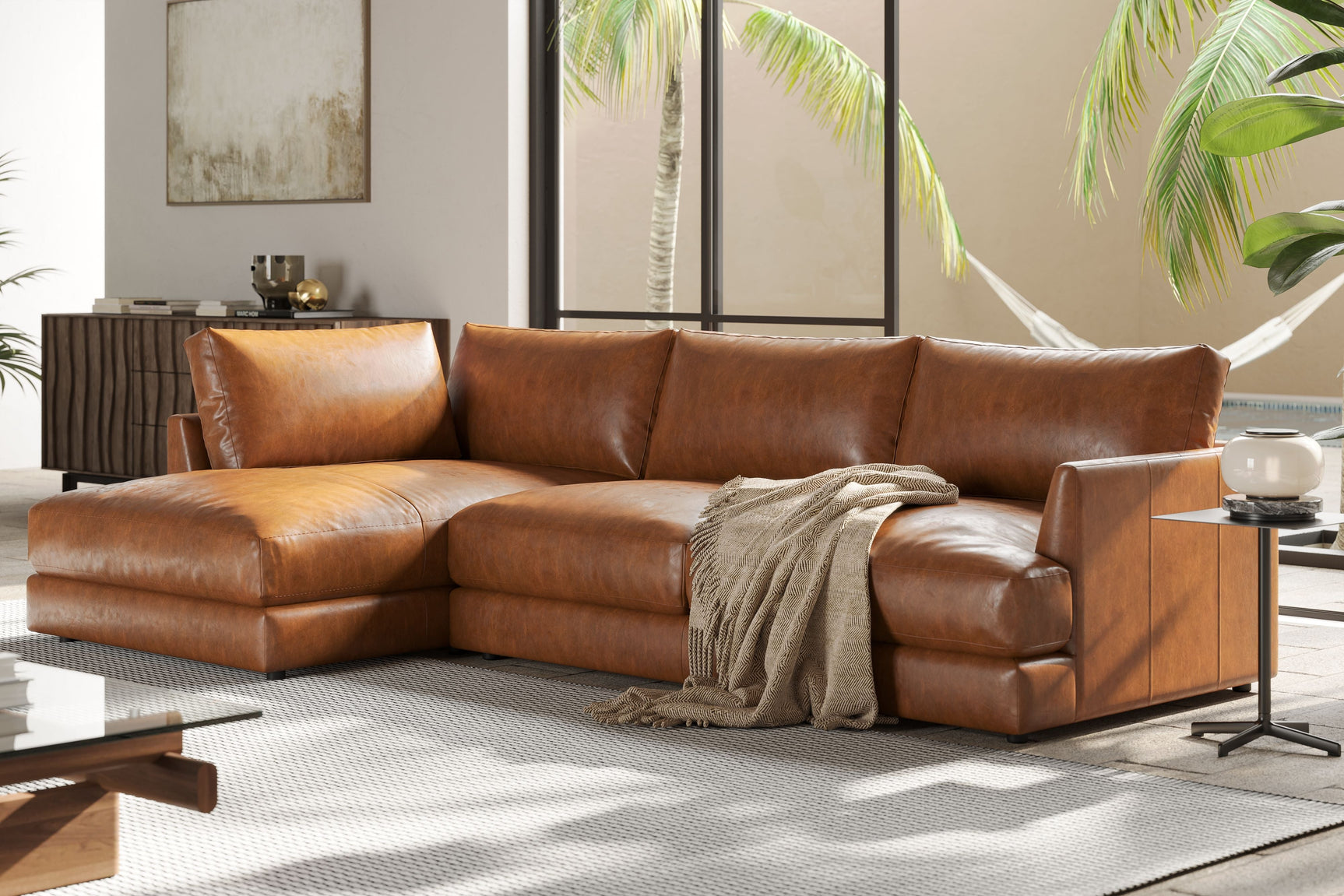 Serena Leather Sectional Sofa