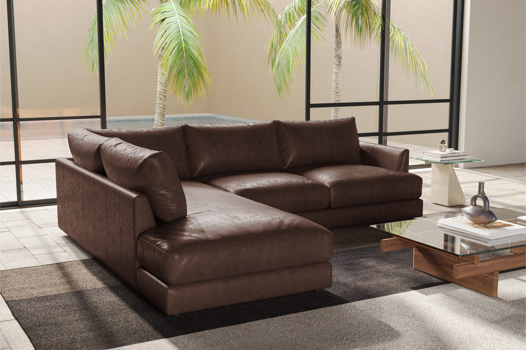 Serena Leather Sectional Sofa