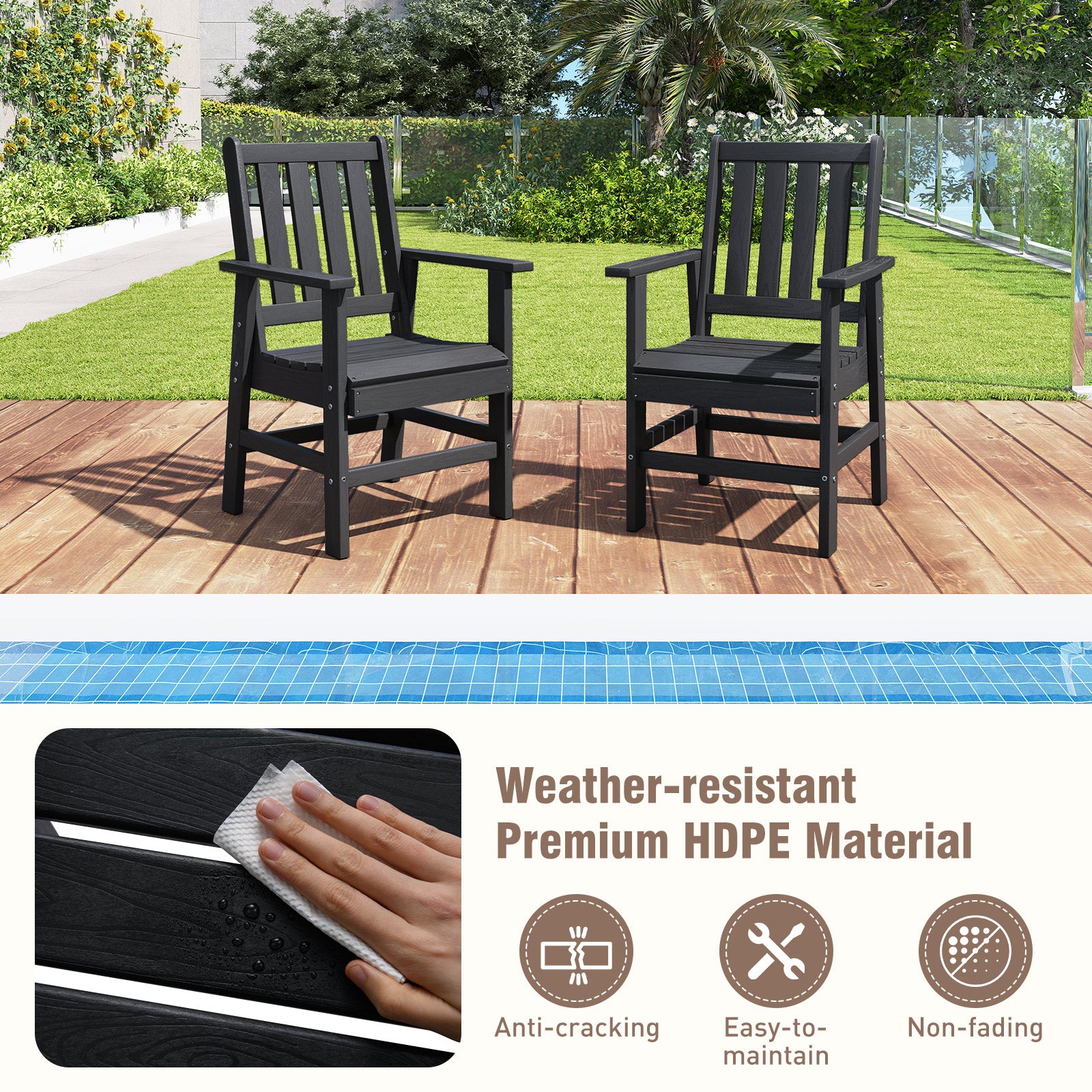 7 Pieces Patio Dining Set Outdoor HDPE Weather Resistant Table and Chairs Set