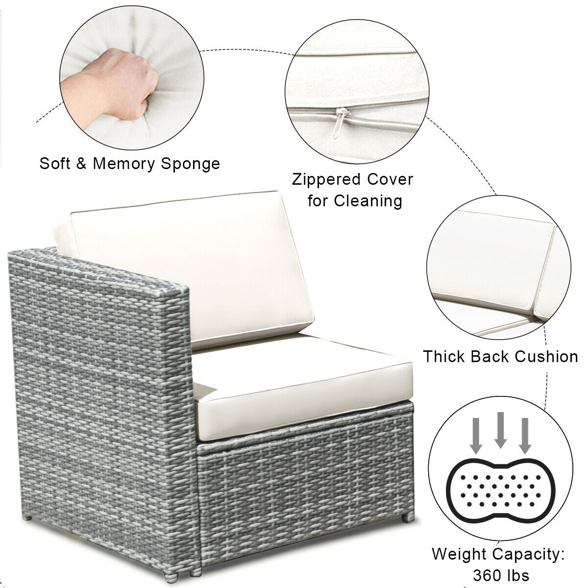 8 Piece Wicker Sofa Rattan Dinning Set Patio Furniture with Storage Table