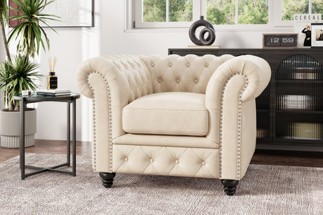 Parma Leather Chesterfield Accent Chair