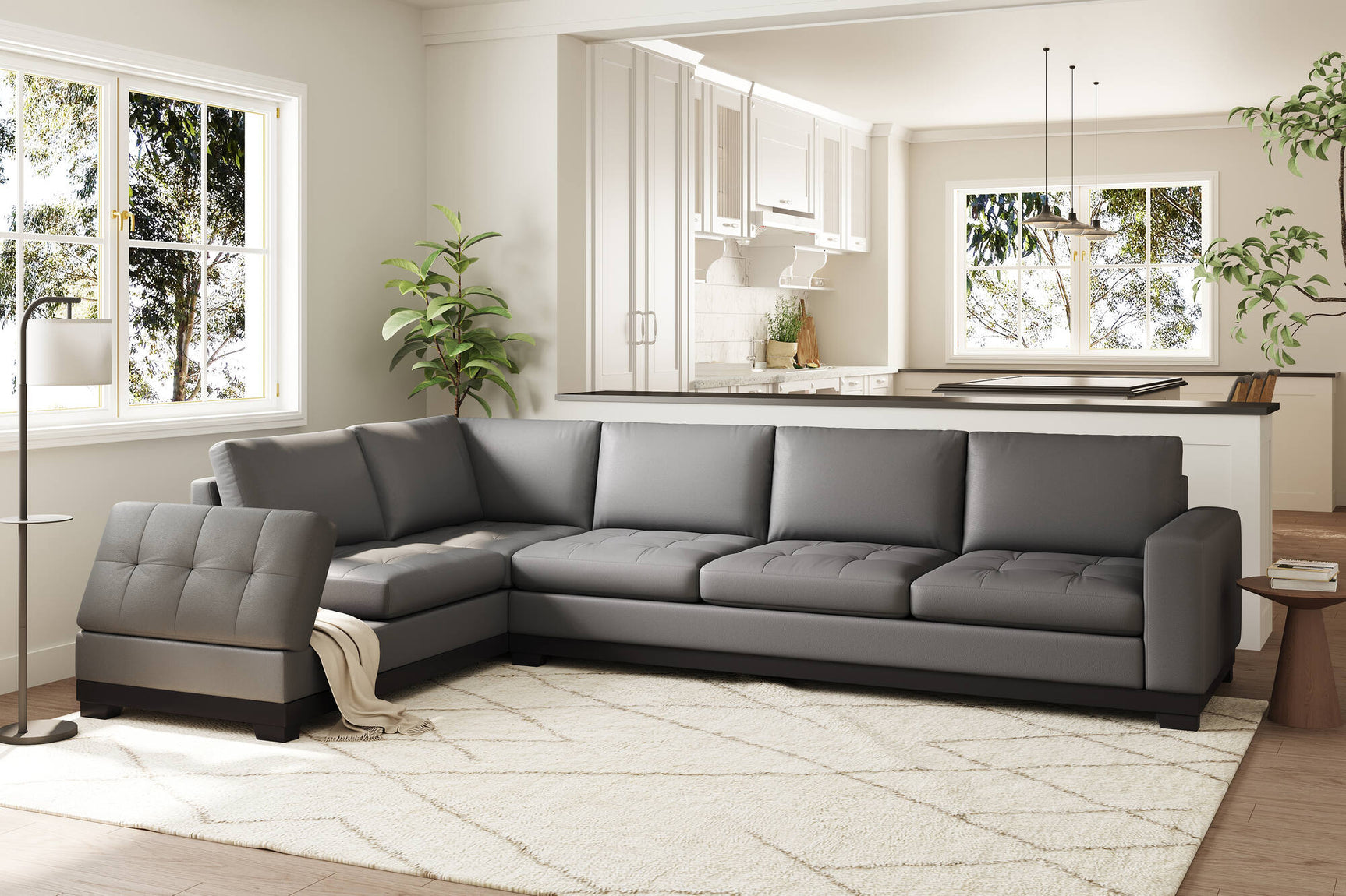 Aine Leather Corner Sectional Sofa