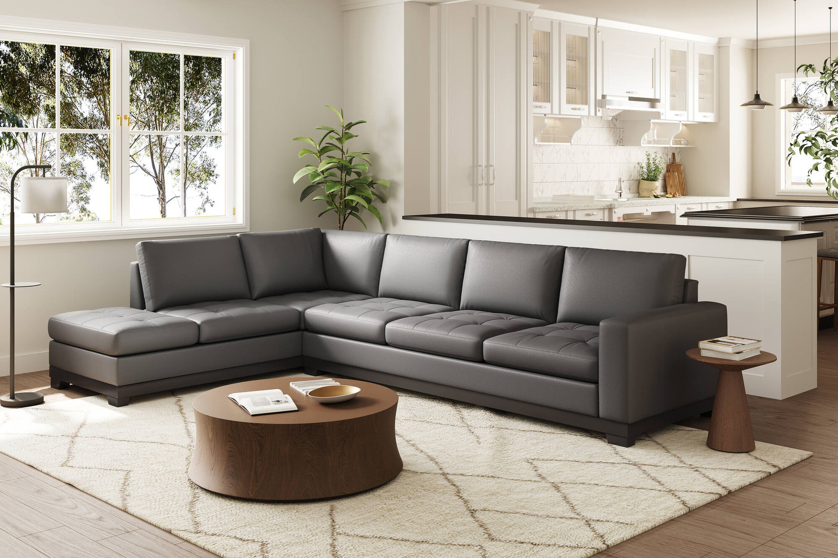 Aine Leather Corner Sectional Sofa